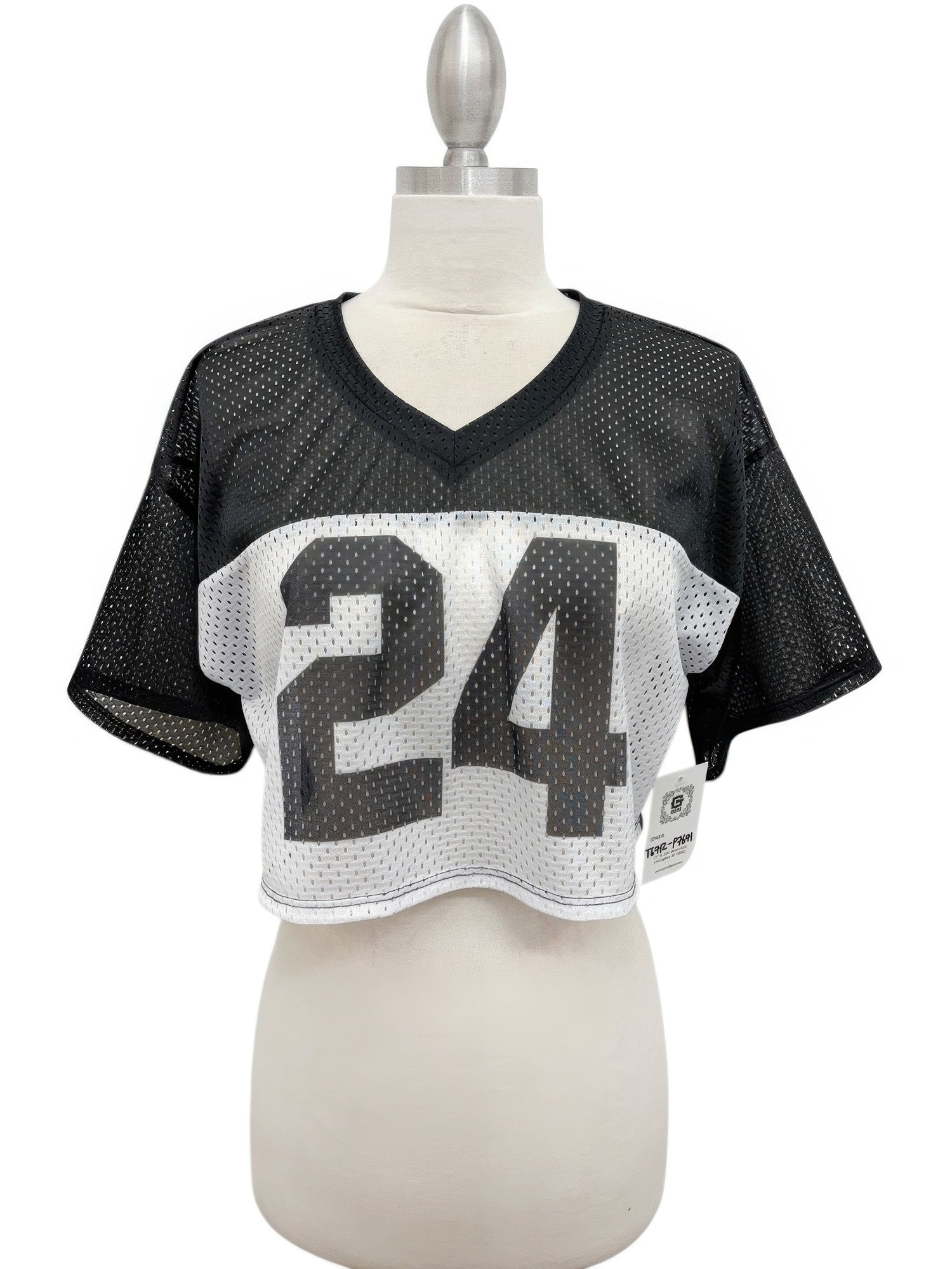 Black Mesh 24 Graphic Crop Jersey Top Secondary image