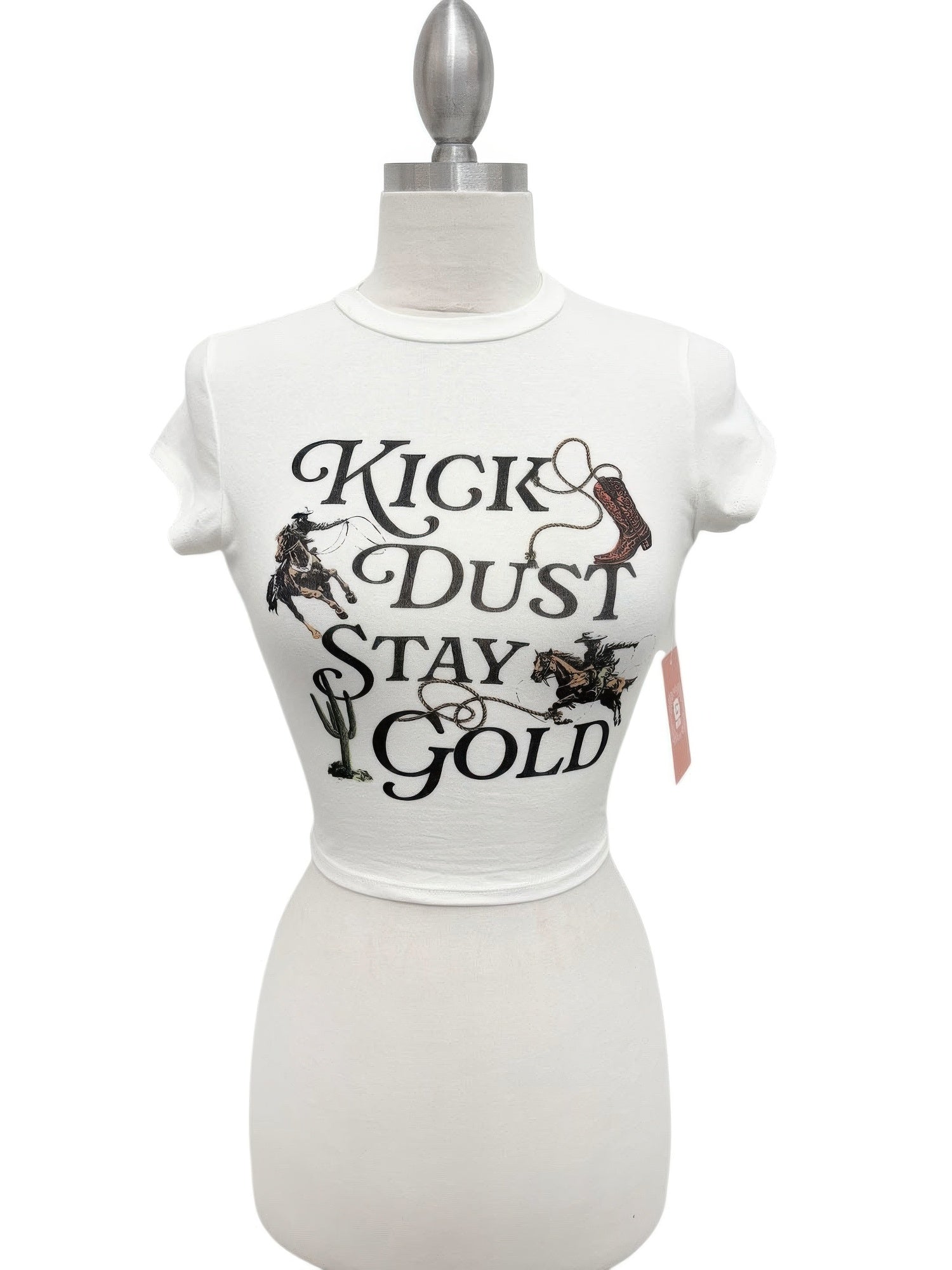 Ivory Kick Dust Western Graphic Crop T-Shirt Secondary image