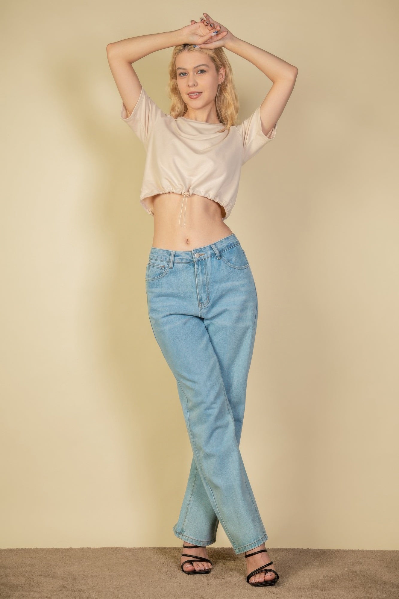 French Terry Toggle Drawstring Crop Top Secondary image