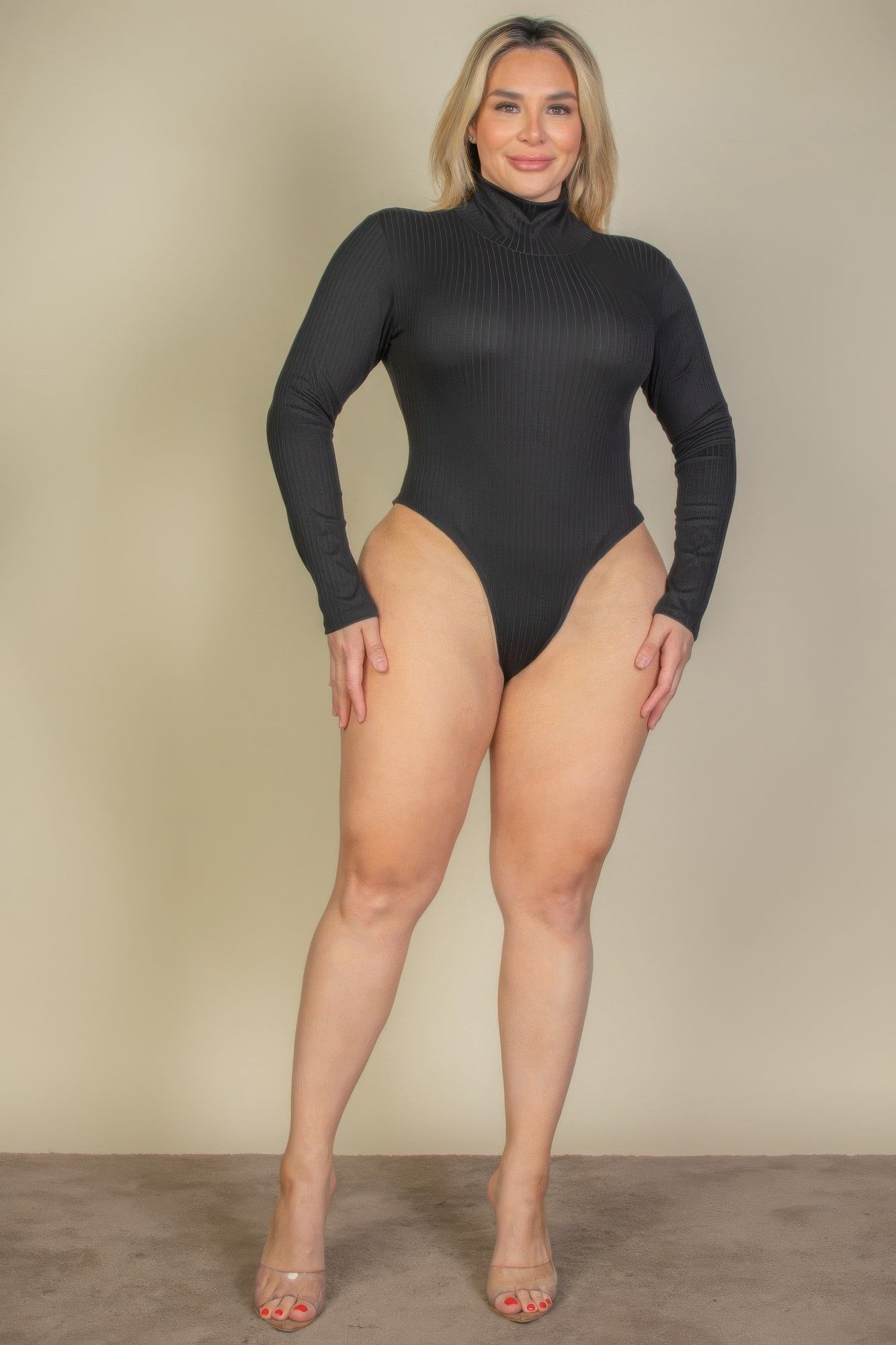Plus Ribbed Turtleneck Long-Sleeve Bodysuit Secondary image