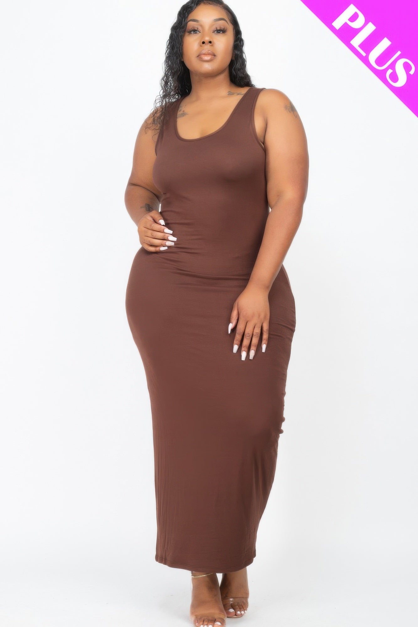 Plus Size Scoop Neck Stretch Maxi Dress Secondary image