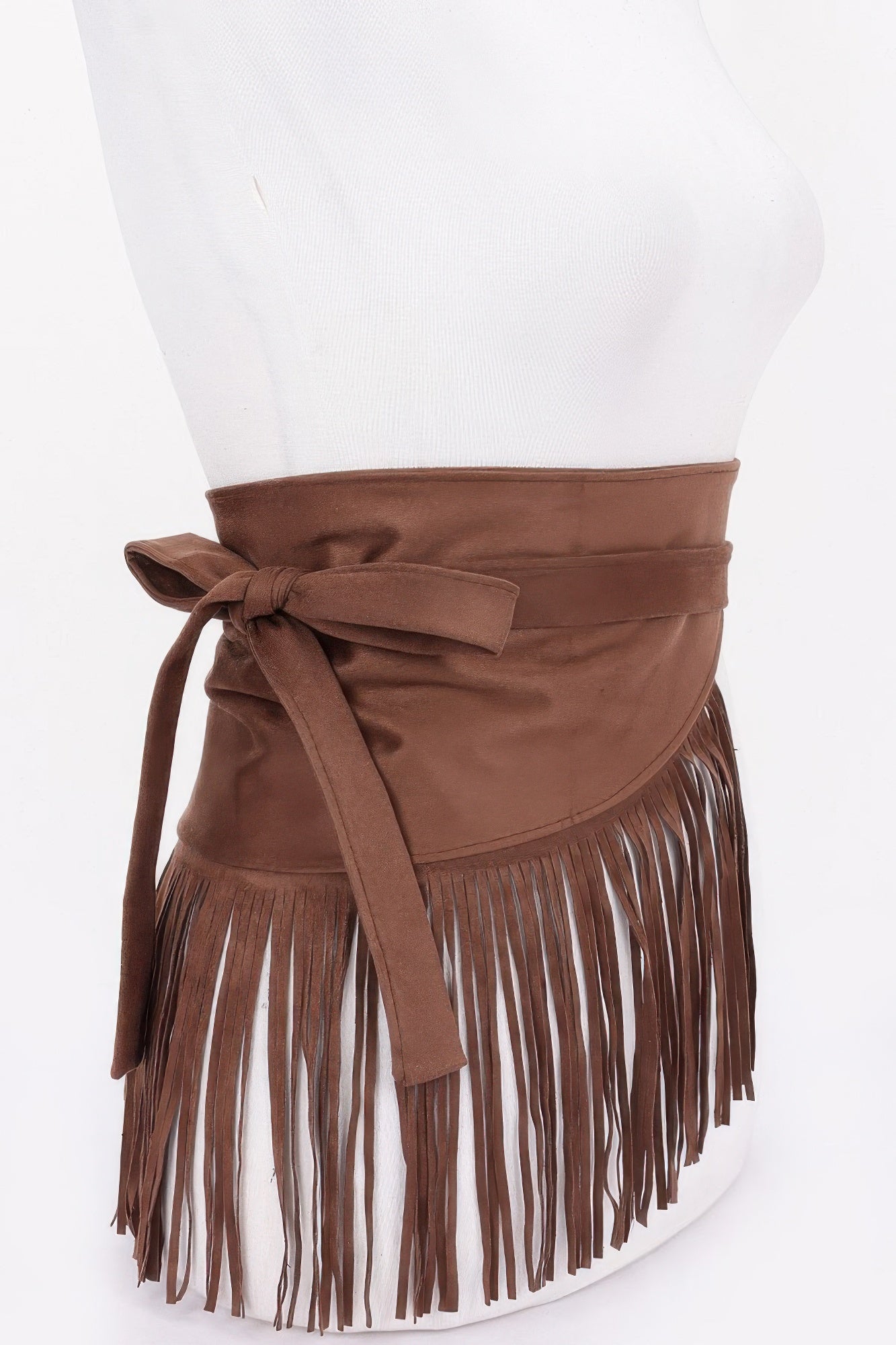 Wraparound Faux Suede Fringe Waist Belt Secondary image