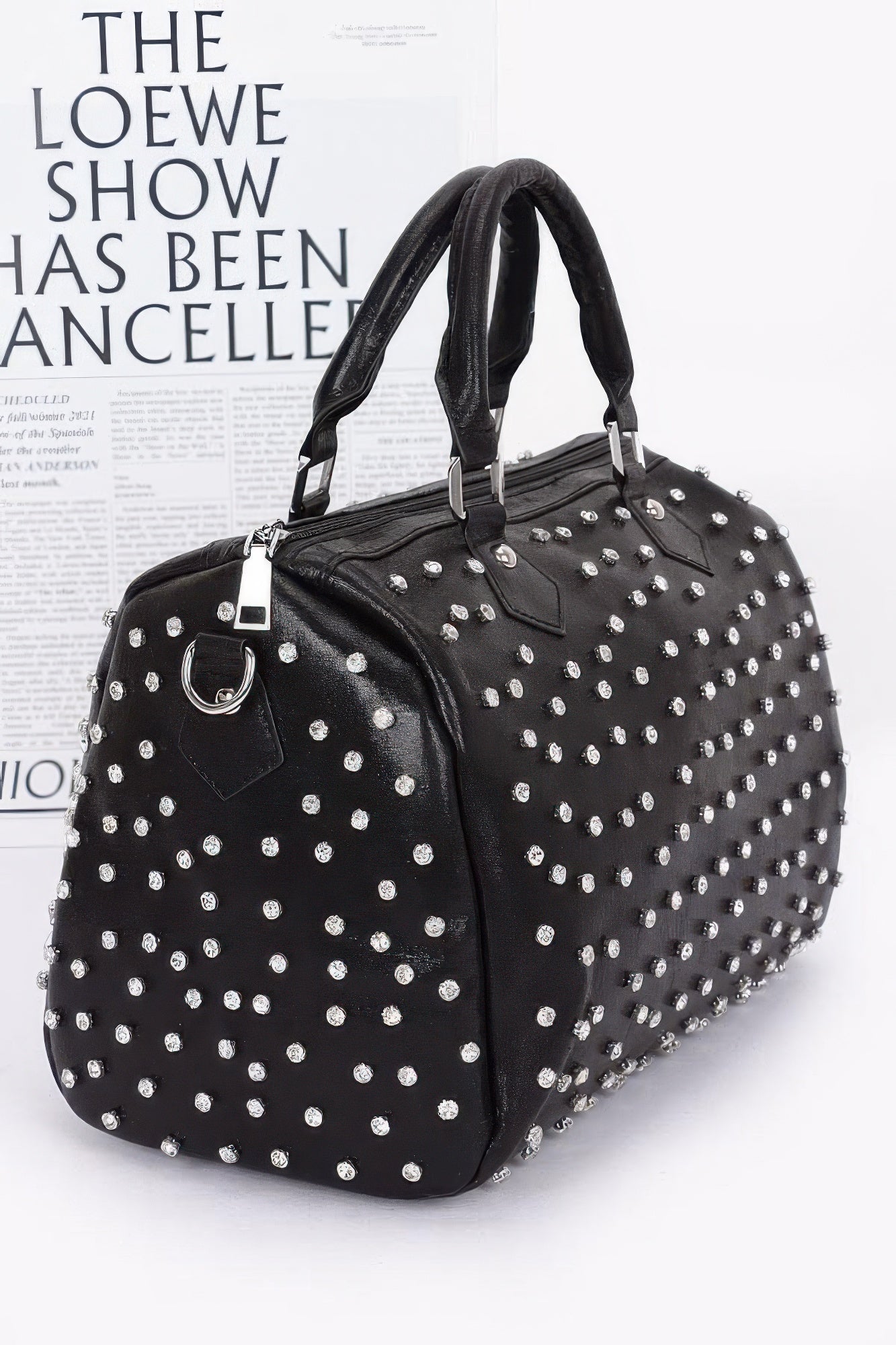 Rhinestone Bowling Bag with Top Handles and Shoulder Strap Secondary image