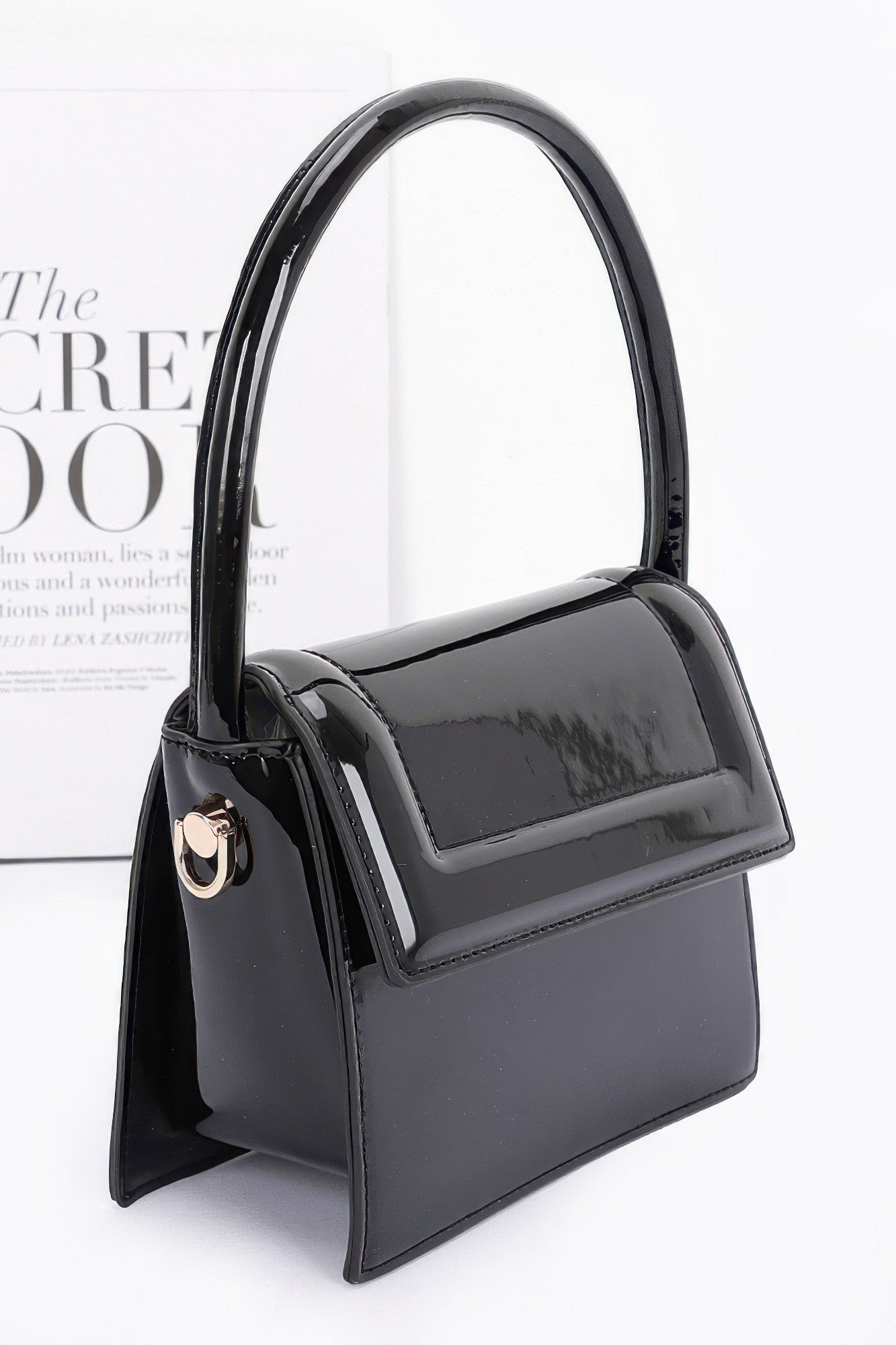 Glossy Enamel Top Handle Flap Handbag Secondary image