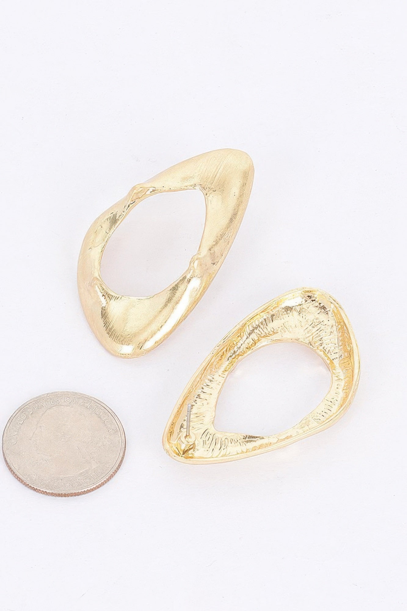 Gold Plated Organic Open Hoop Earrings Secondary image