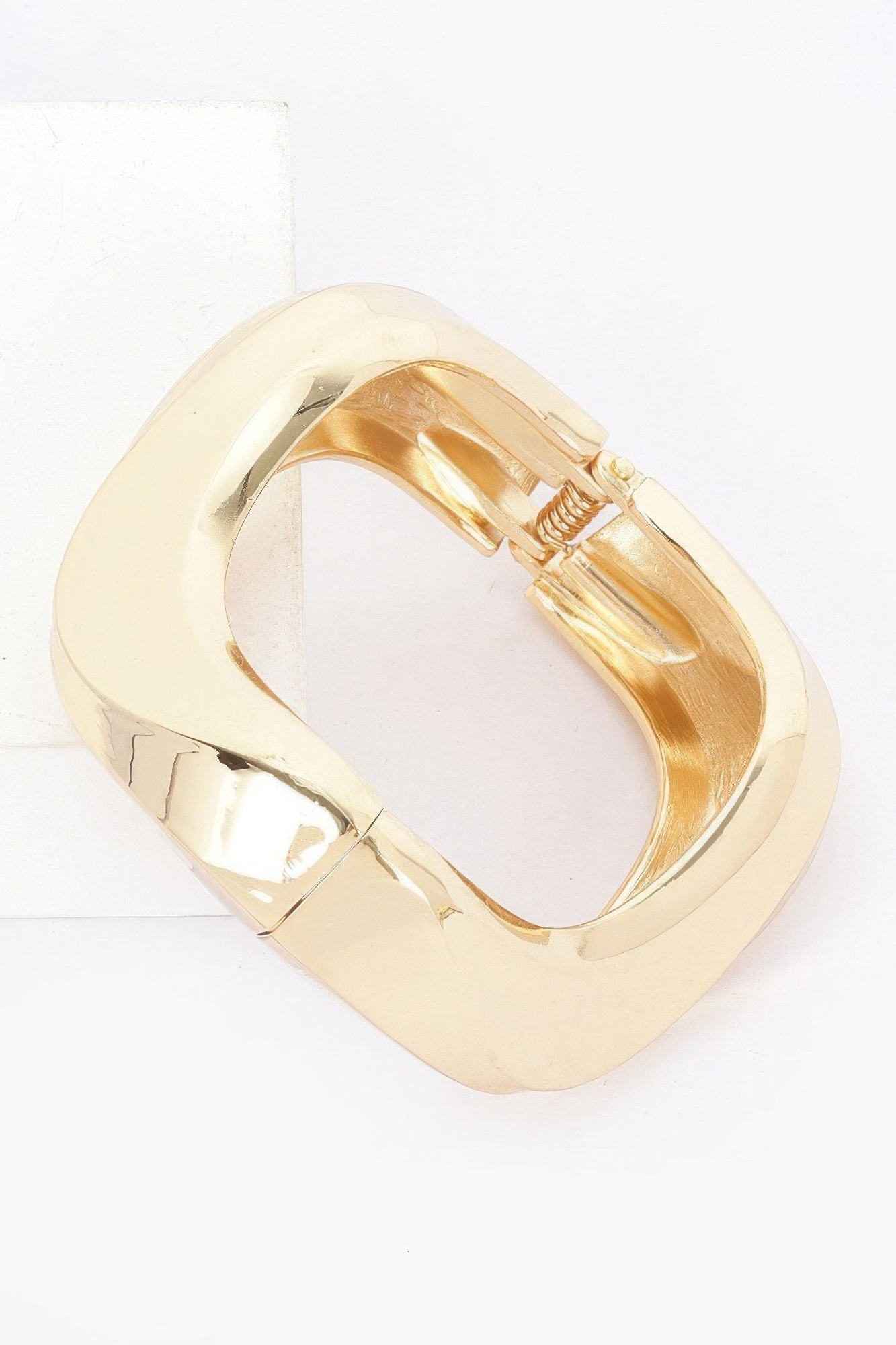 Gold Curved Metal Hinge Bracelet Secondary image