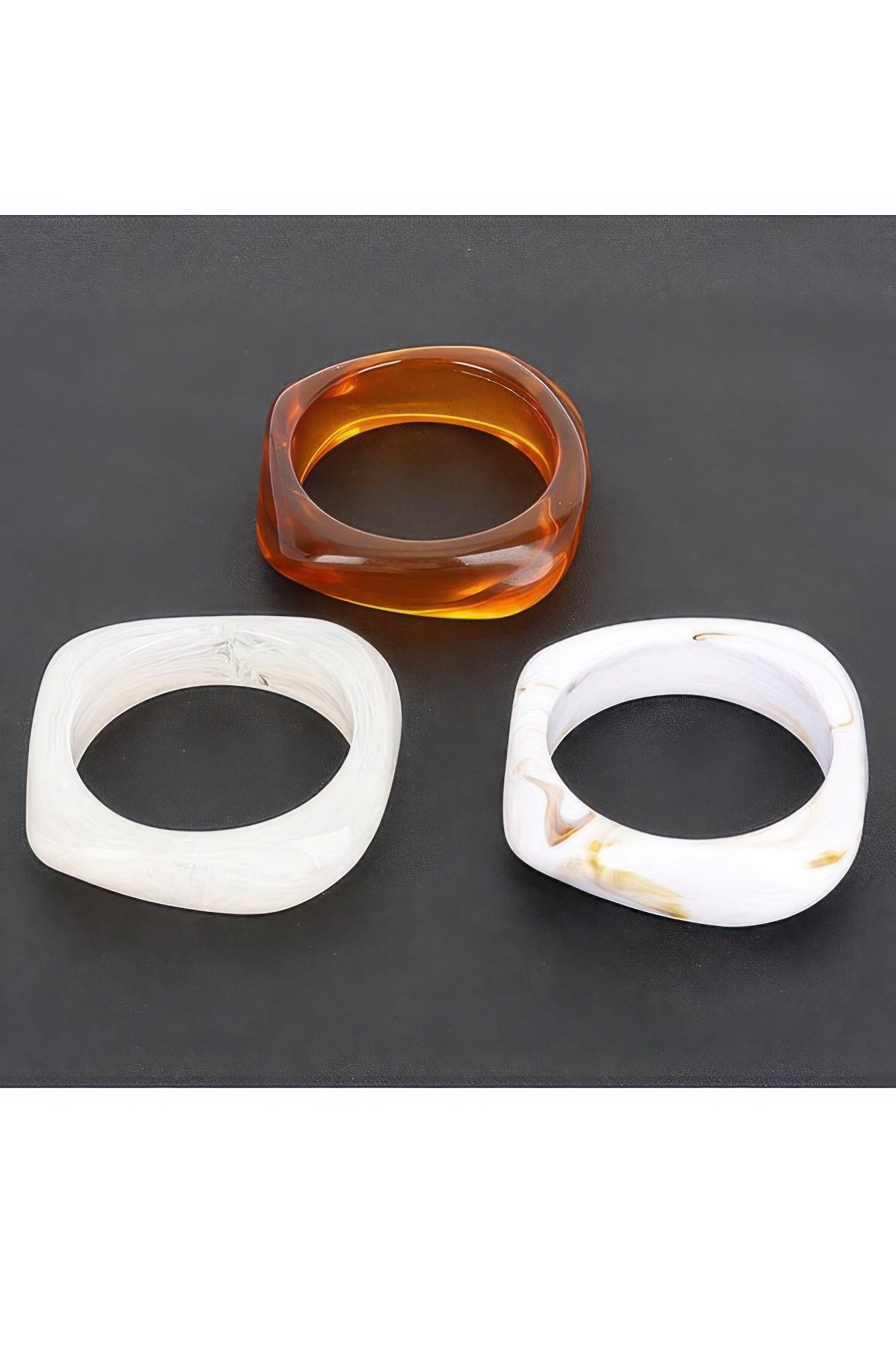Amber and White Resin Bangle Set - 3 Pieces Secondary image