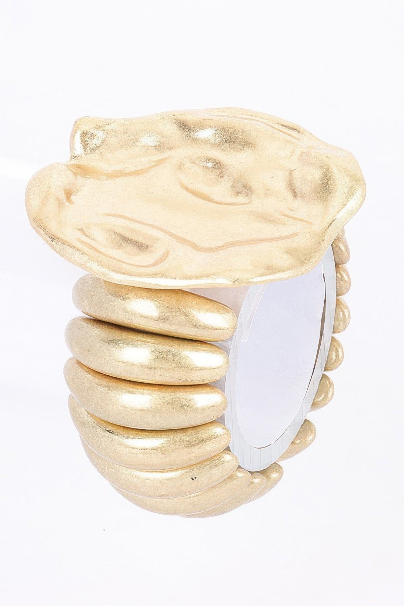 Gold Hammered Face Stretch Bracelet Secondary image