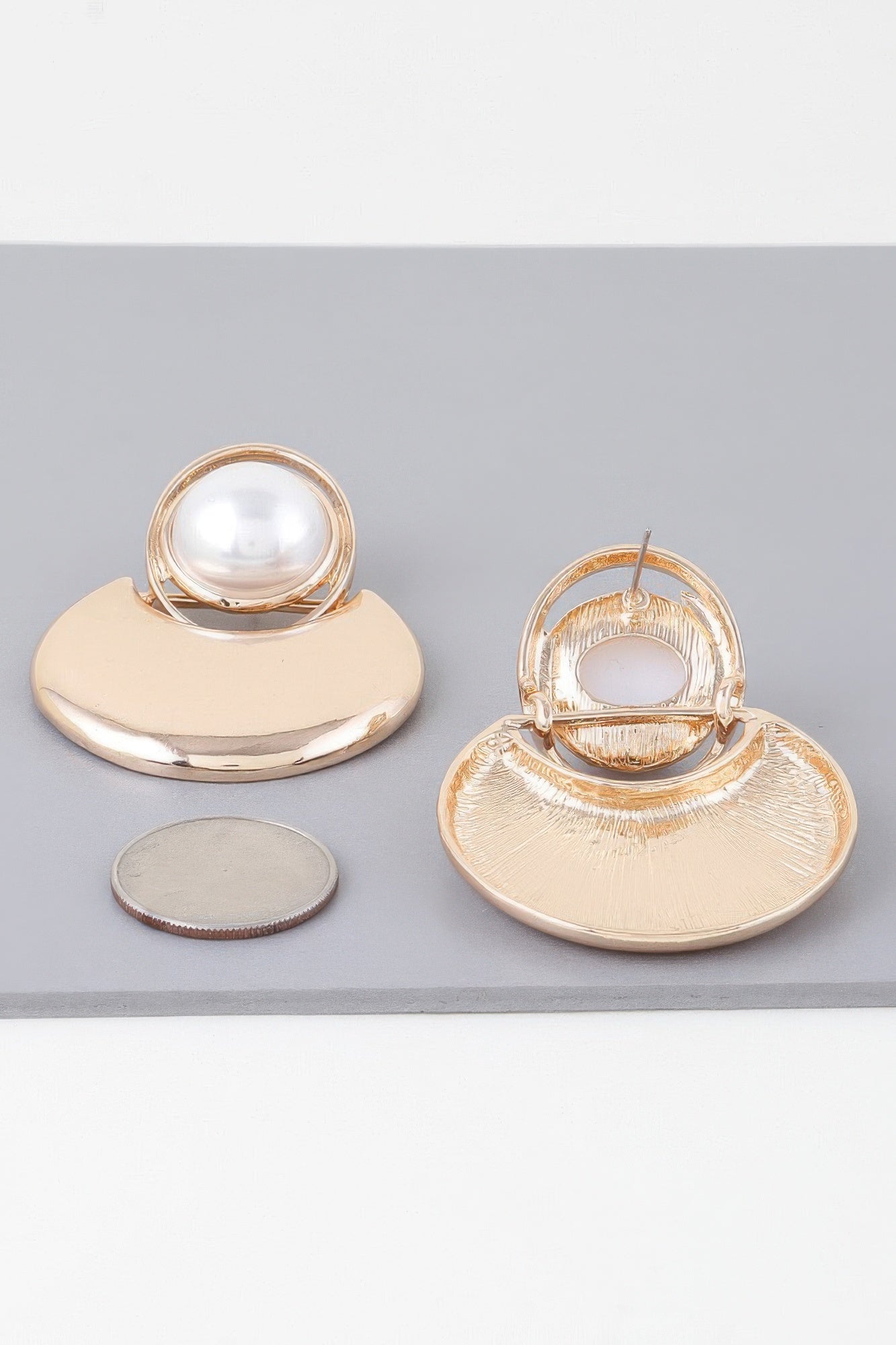 Gold-Tone Cream Crescent Drop Earrings Secondary image