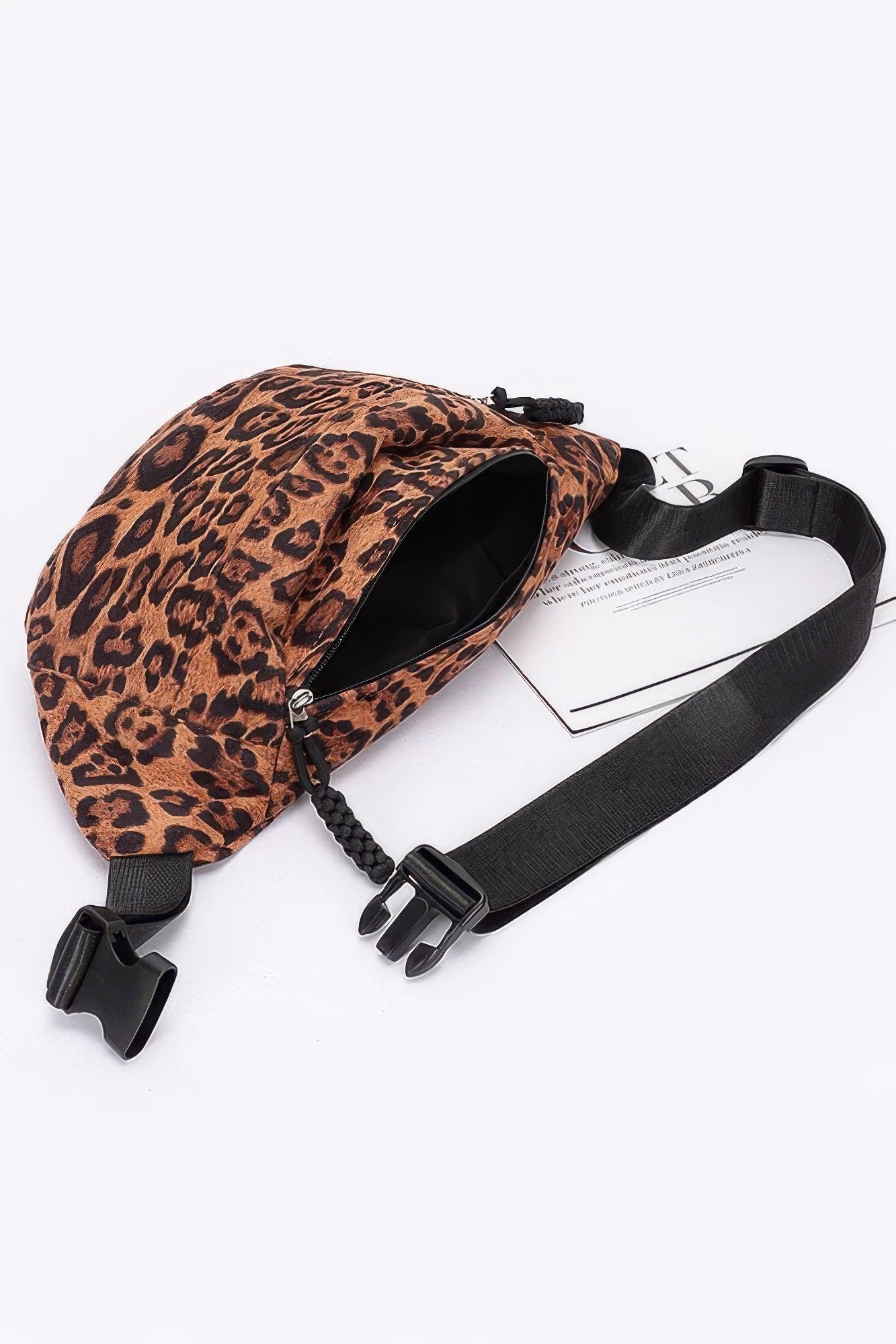 Leopard Faux Suede Drawstring Bag Secondary image