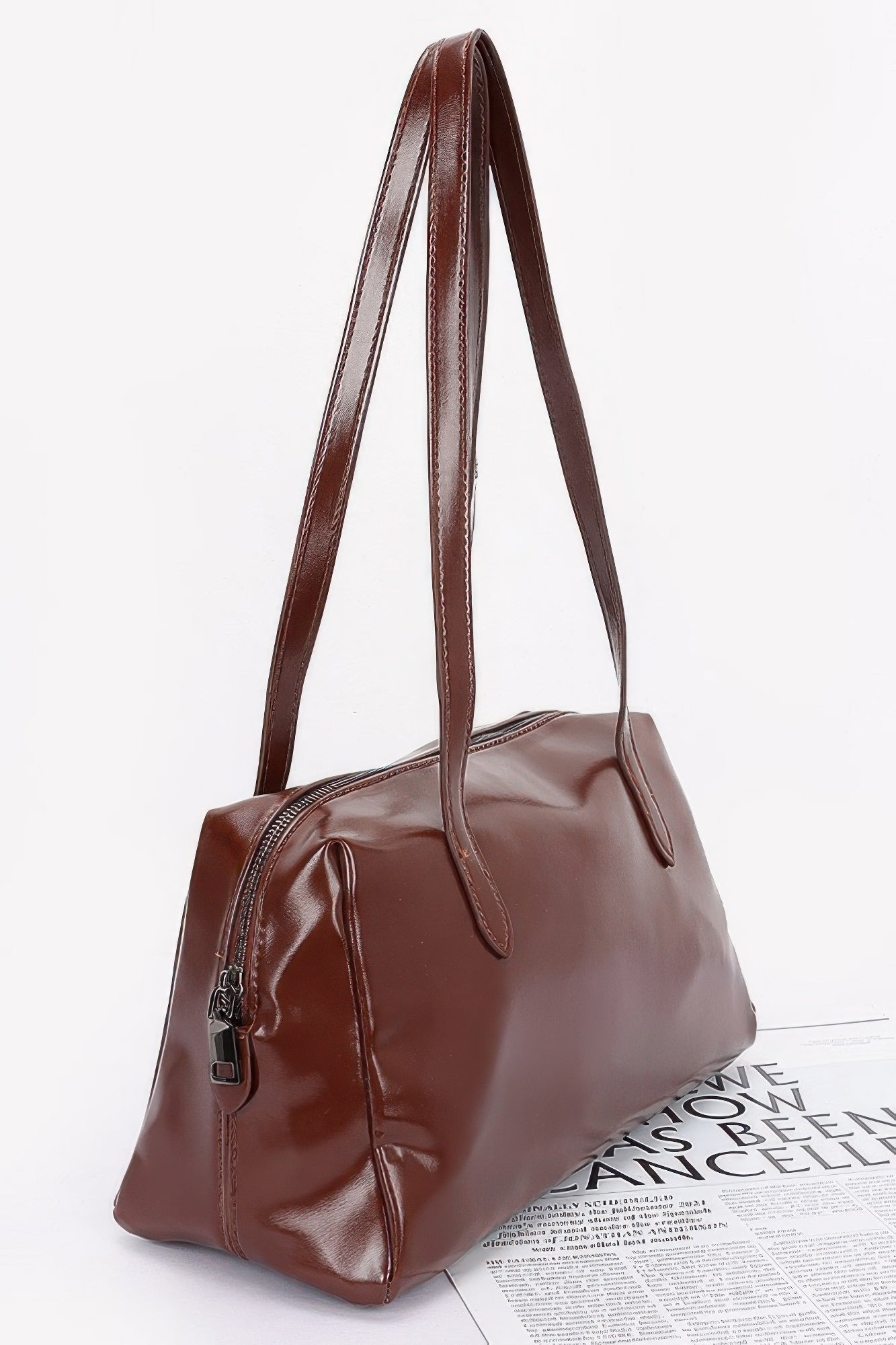 Faux Leather Shoulder Bag with Zipper Closure Secondary image