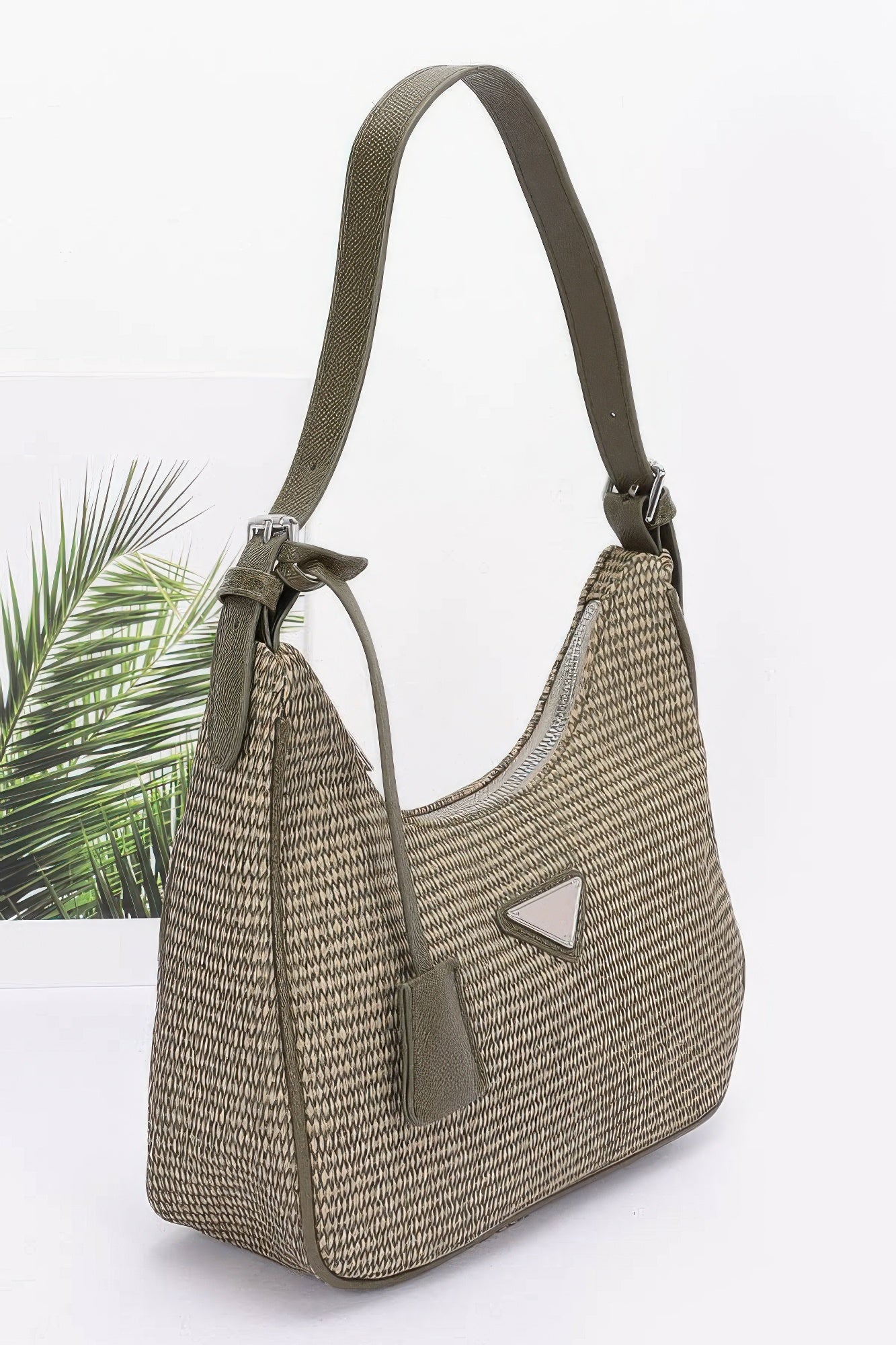 Woven Faux Leather Shoulder Bag With Triangle Accent Secondary image