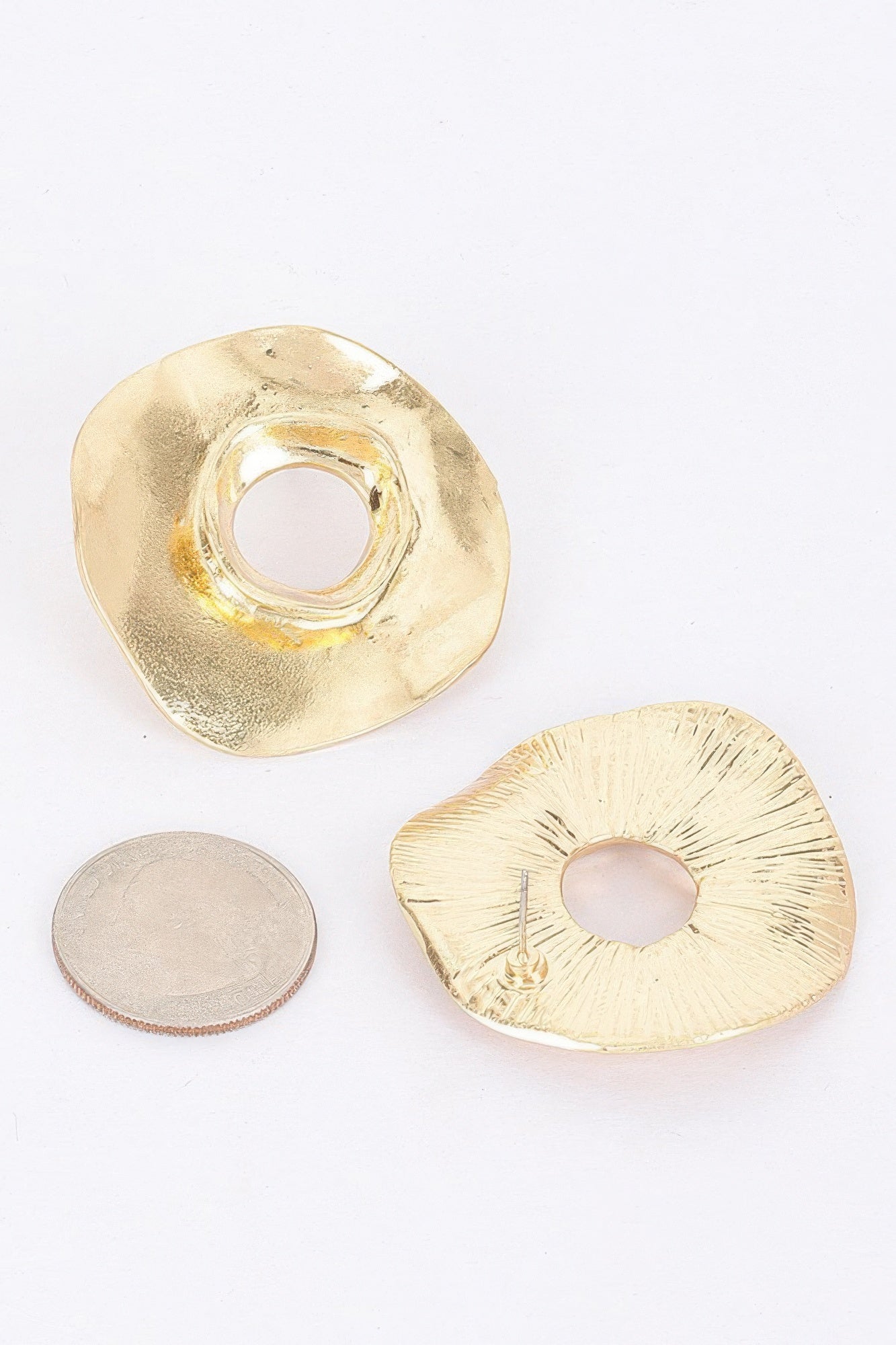Gold Plated Metal Disc Earrings Secondary image