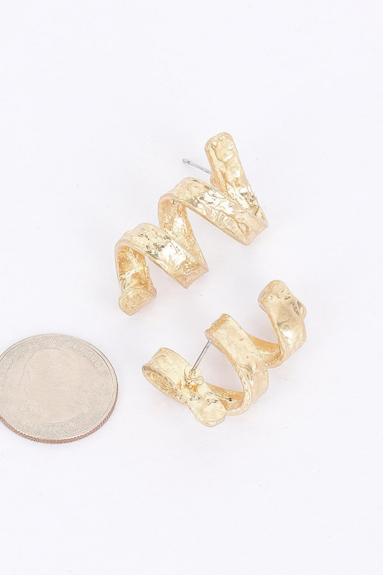 Gold-Plated Spiral Drop Earrings Secondary image