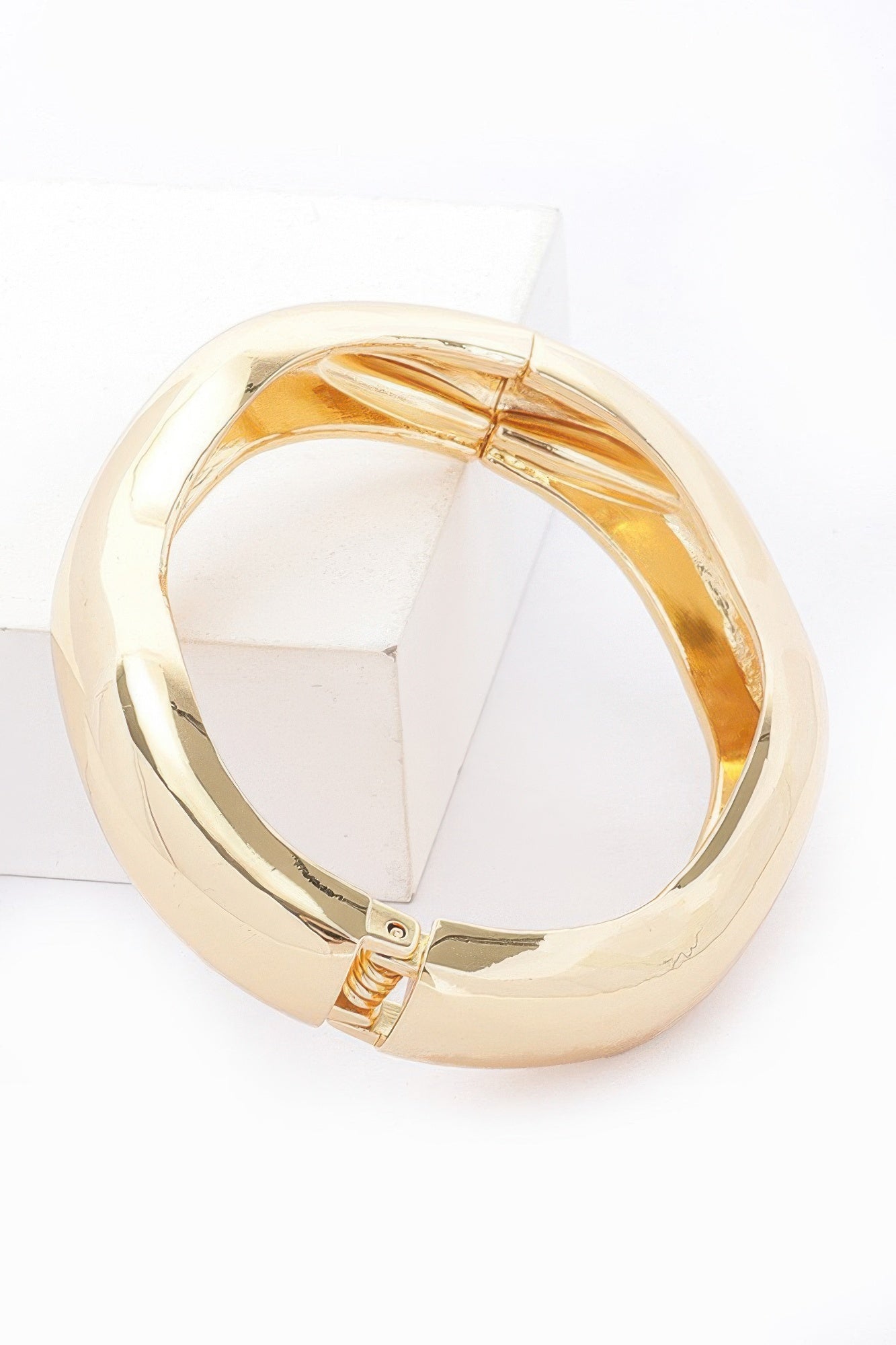 Gold Polished Metal Hinge Bangle Secondary image