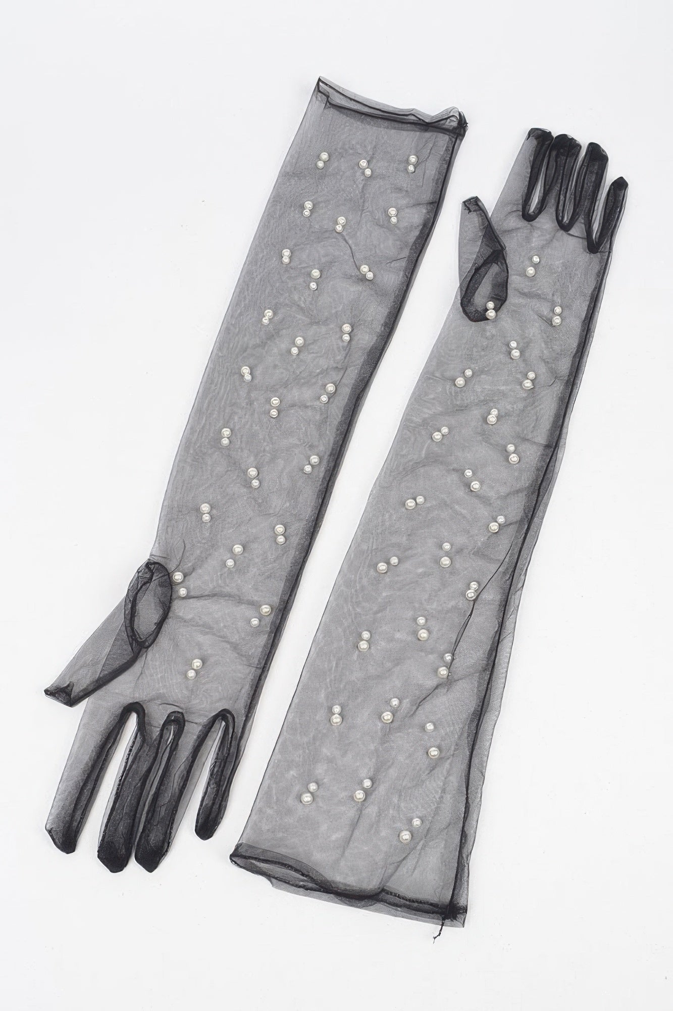 Long Mesh Gloves with Faux Pearl Detail Secondary image