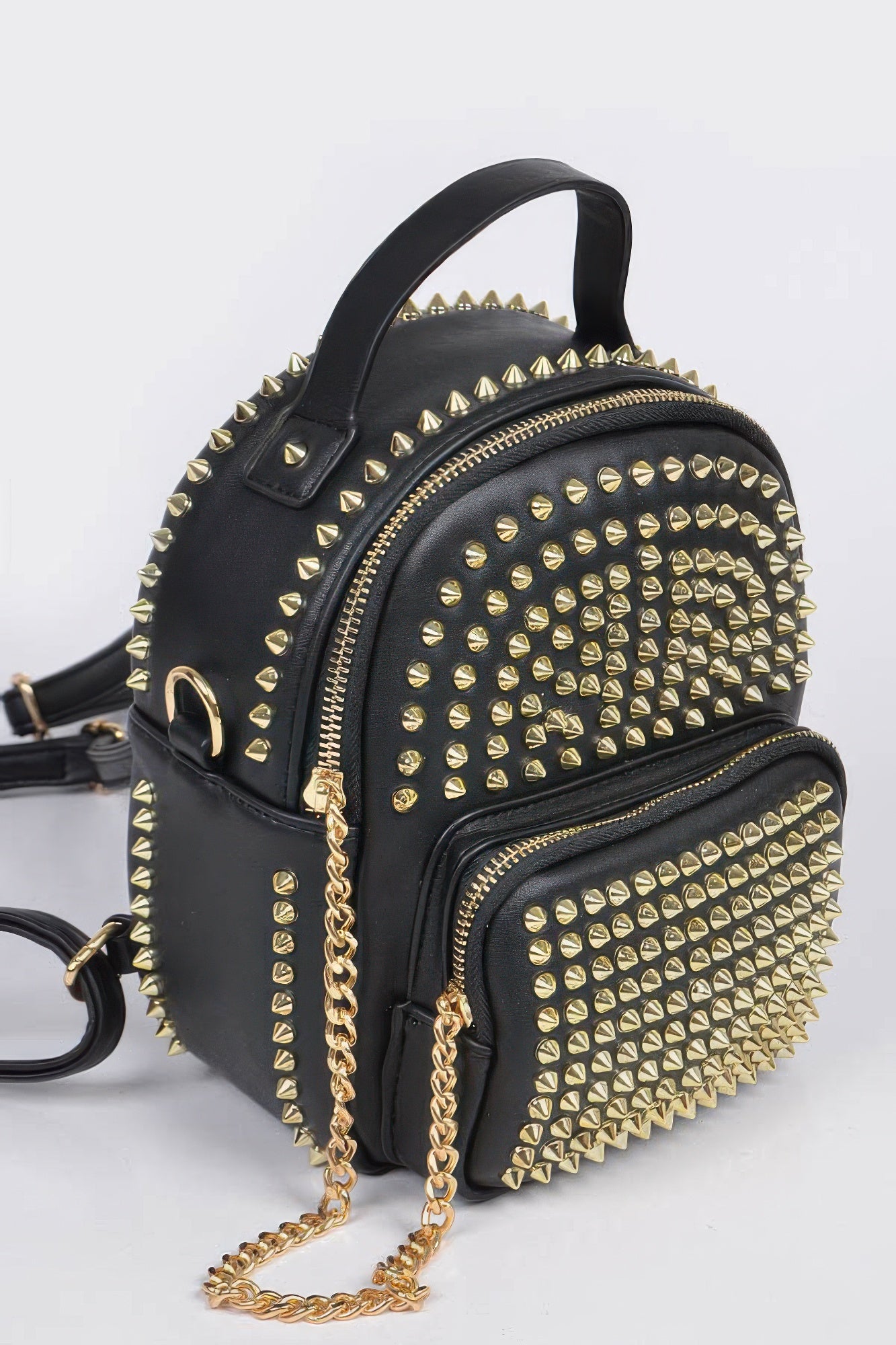 Studded Polyurethane Backpack With Chain Details Secondary image