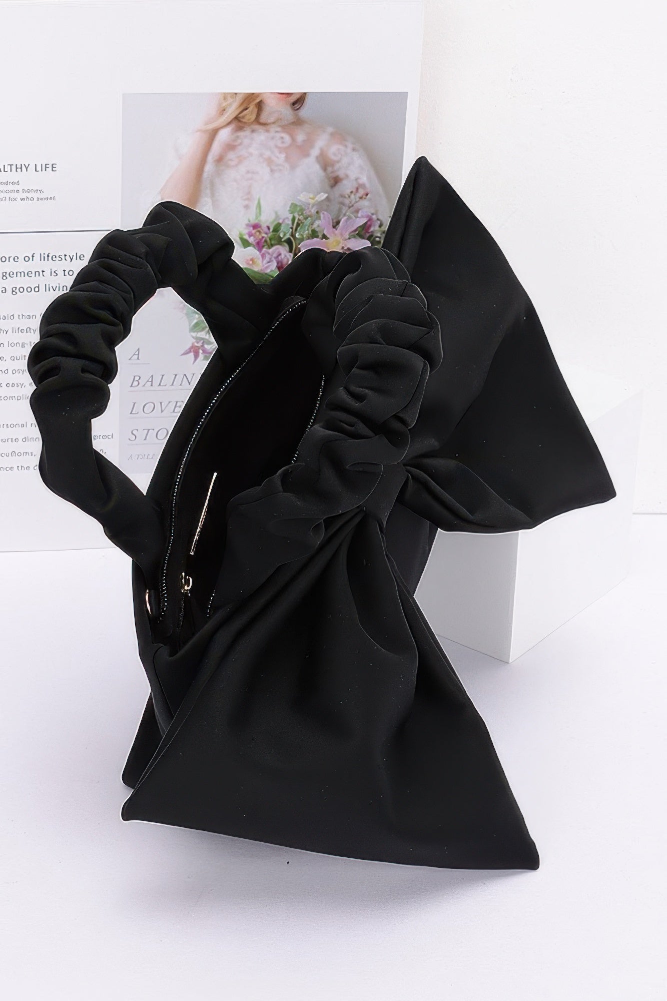 Nylon Bow Front Top Handle Clutch Secondary image