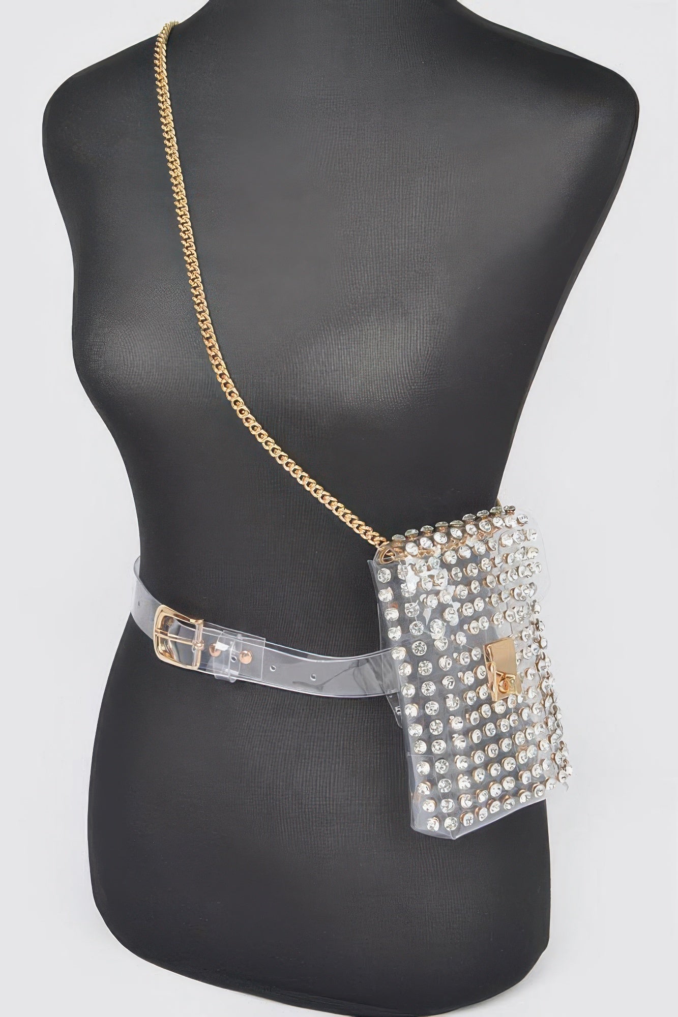 Rhinestone Clear Belt Bag with Chain Detail Secondary image