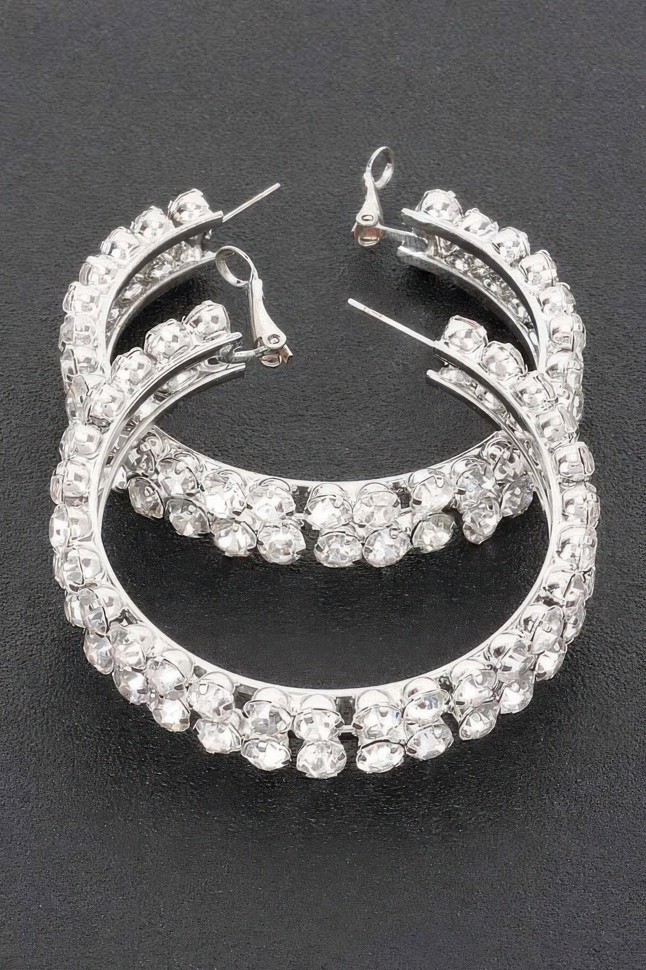 Double Rhinestone Hoop Earrings with Layered Design Secondary image