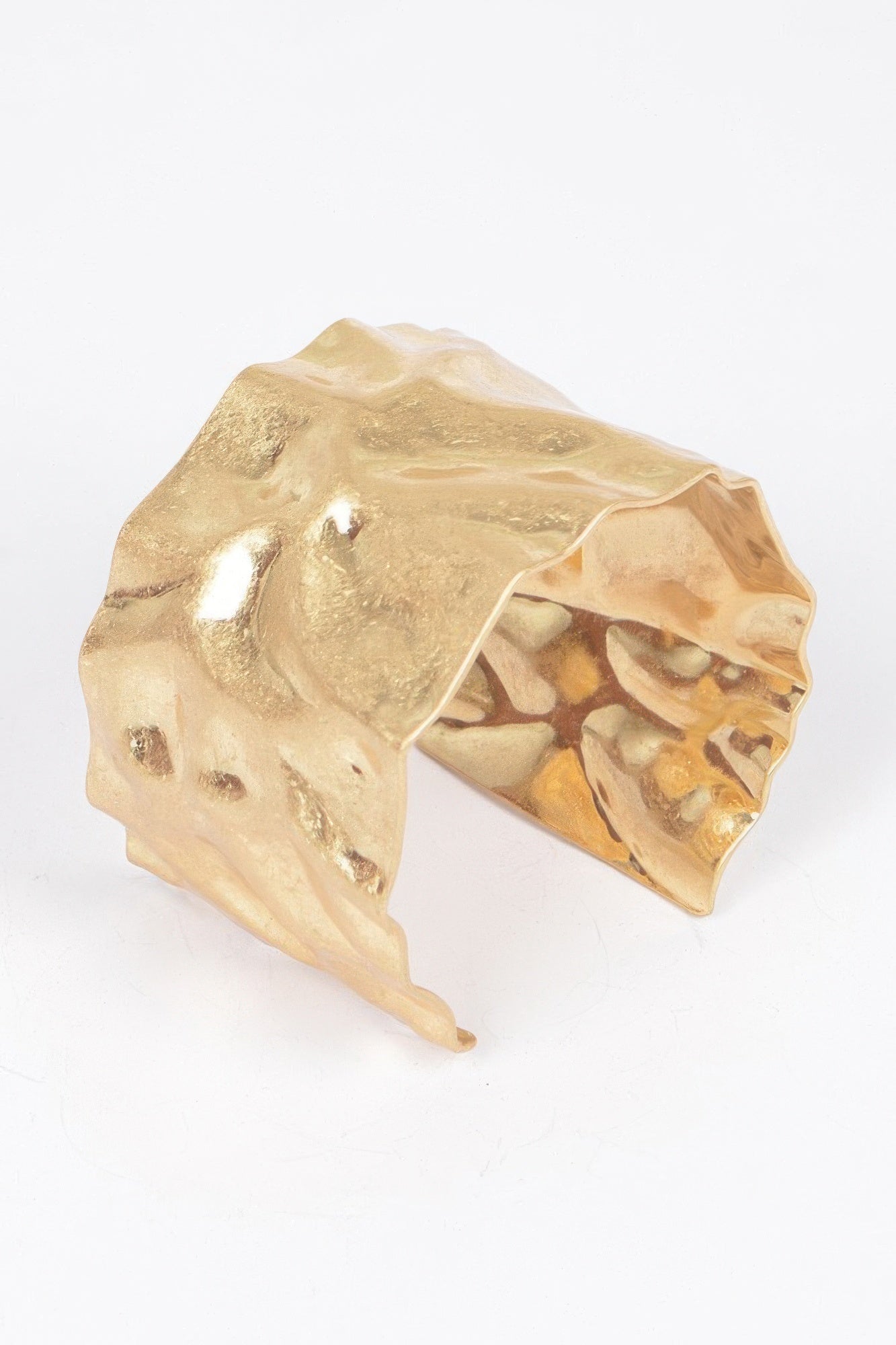 Gold Hammered Wide Cuff Bracelet Secondary image