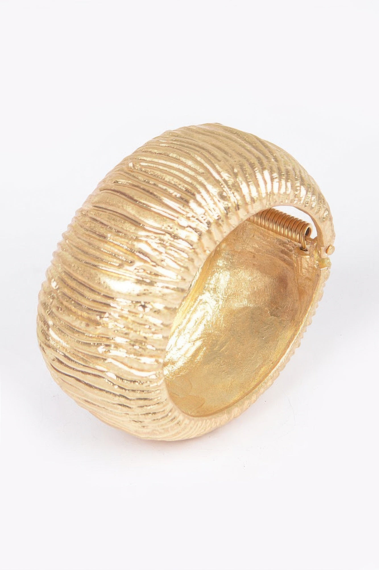 Gold Textured Cast Metal Hinge Cuff Secondary image