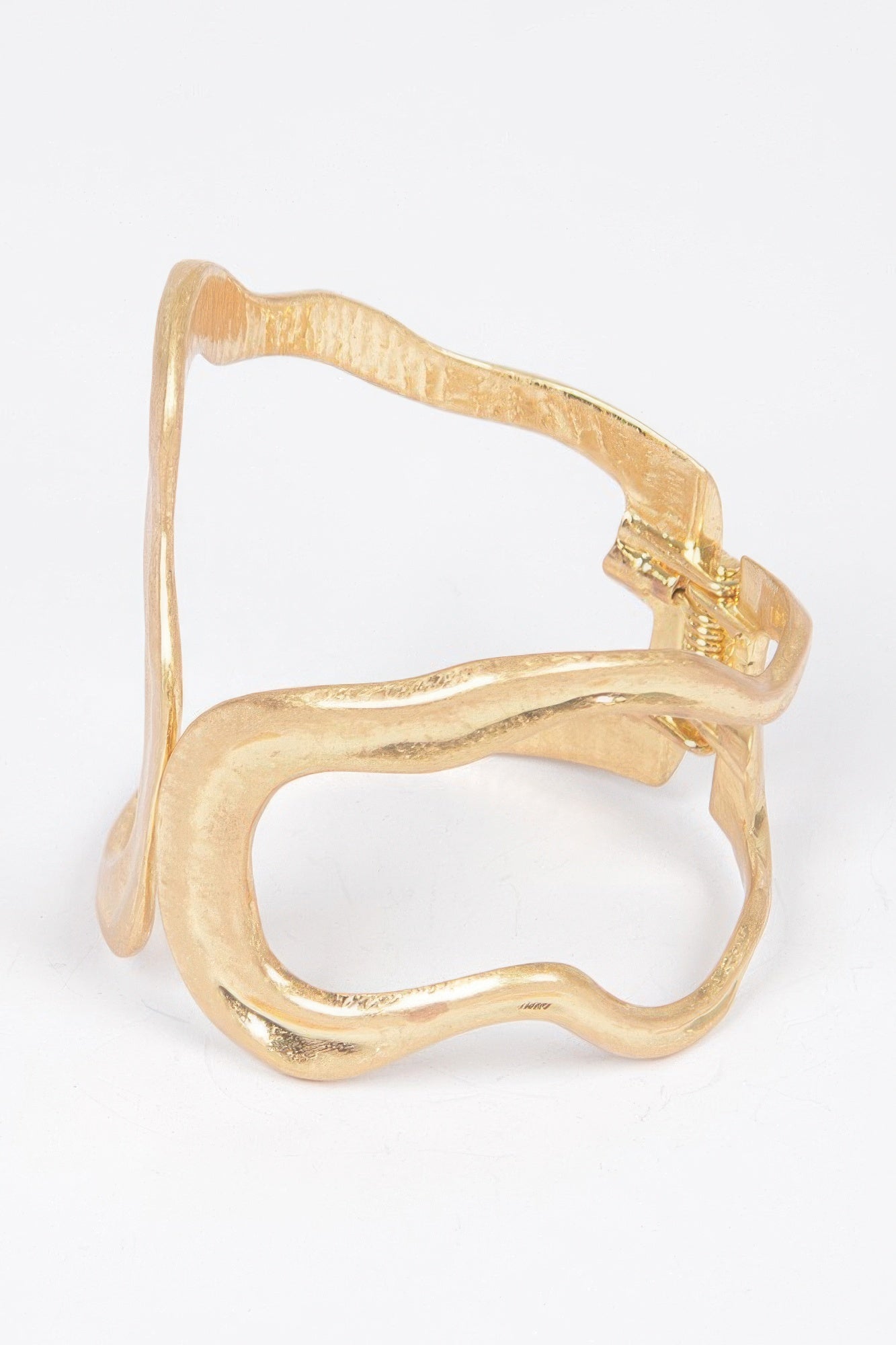 Gold Sculptural Cast Metal Hinge Cuff Secondary image