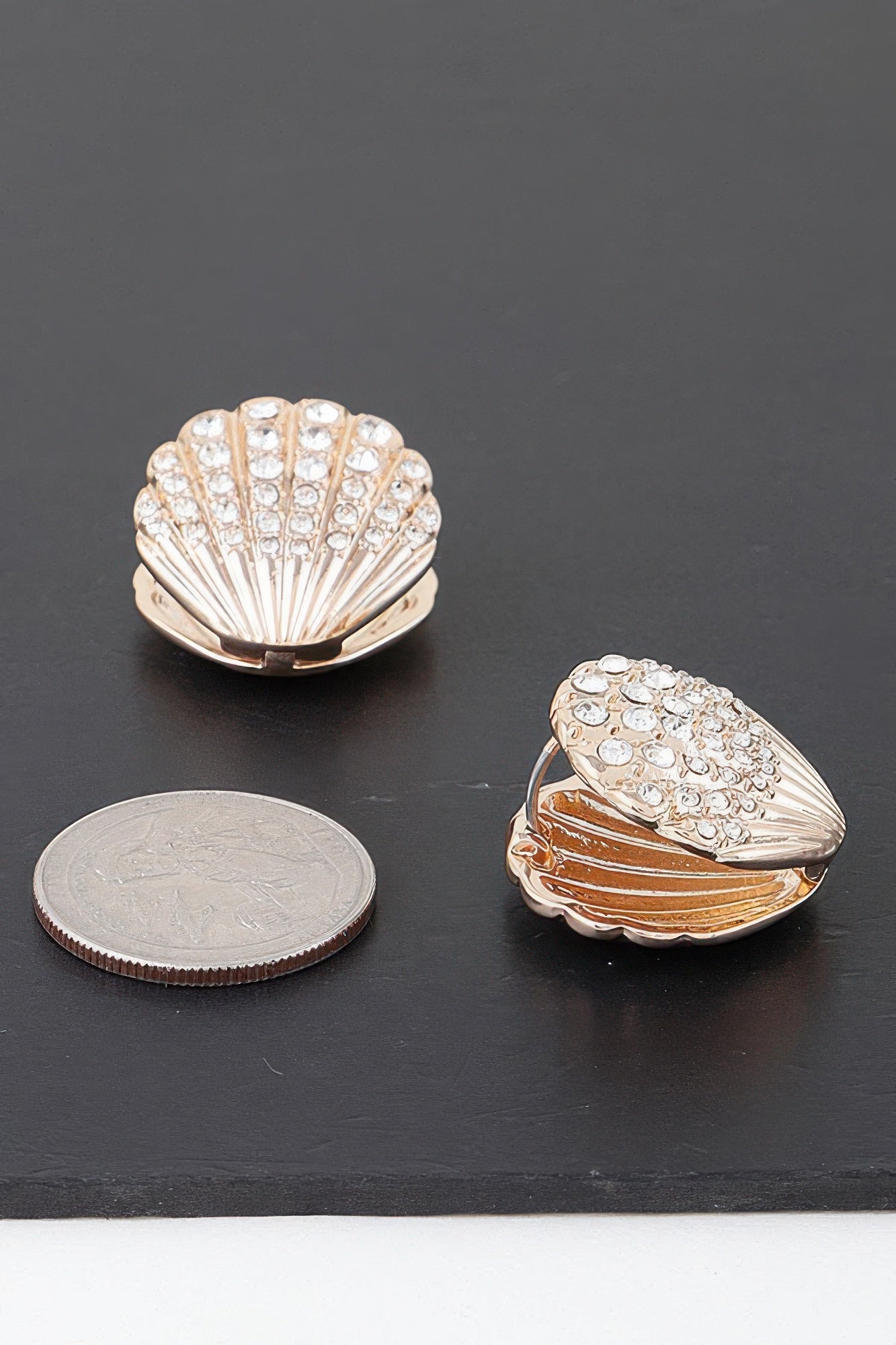 Gold-Tone Jeweled Seashell Earrings Secondary image