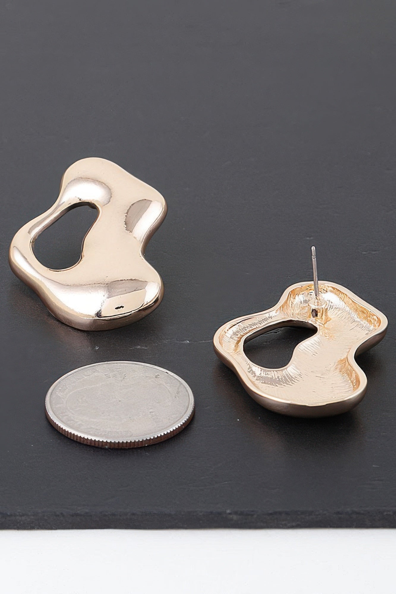 Gold Abstract Organic Drop Earrings Secondary image