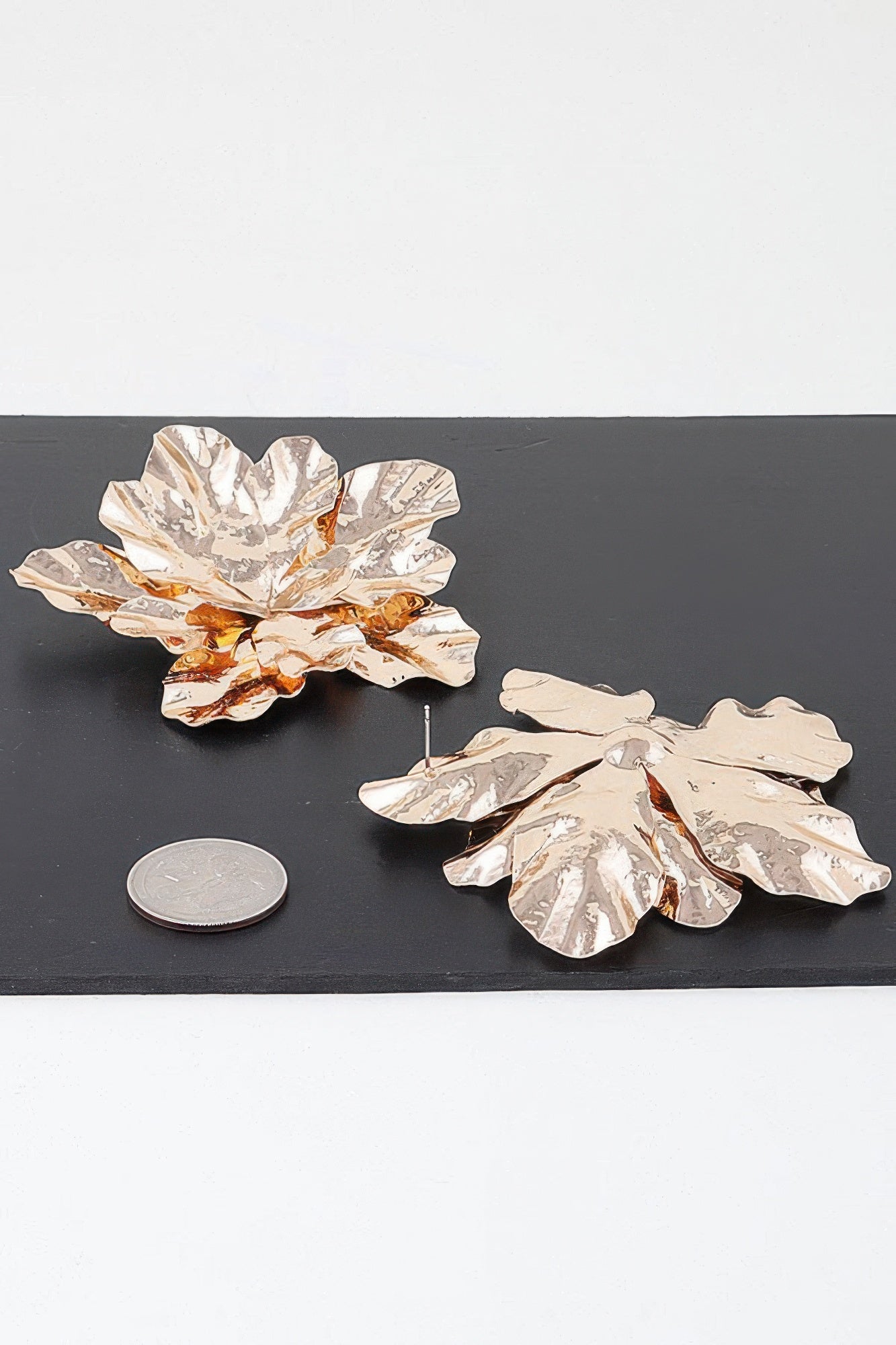Gold-Tone Botanical Flower Statement Earrings Secondary image