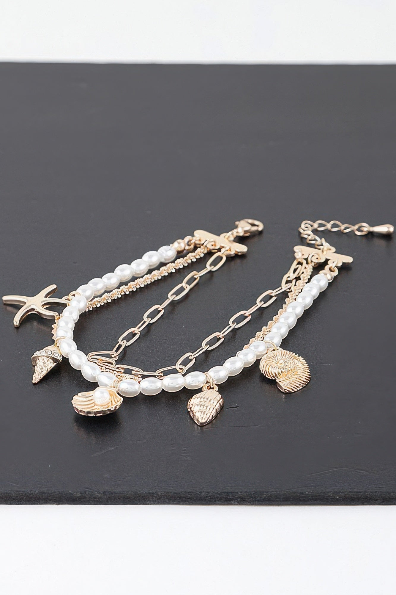 Gold-Tone Coastal Charm Multi-Strand Bracelet Secondary image