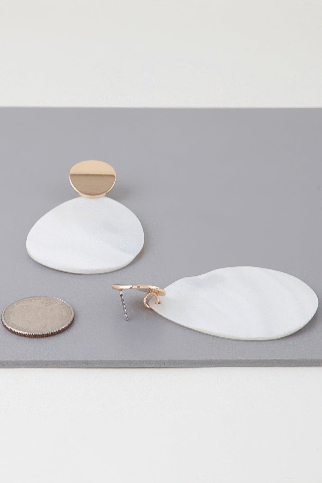 Gold and Cream Drop Earrings Secondary image