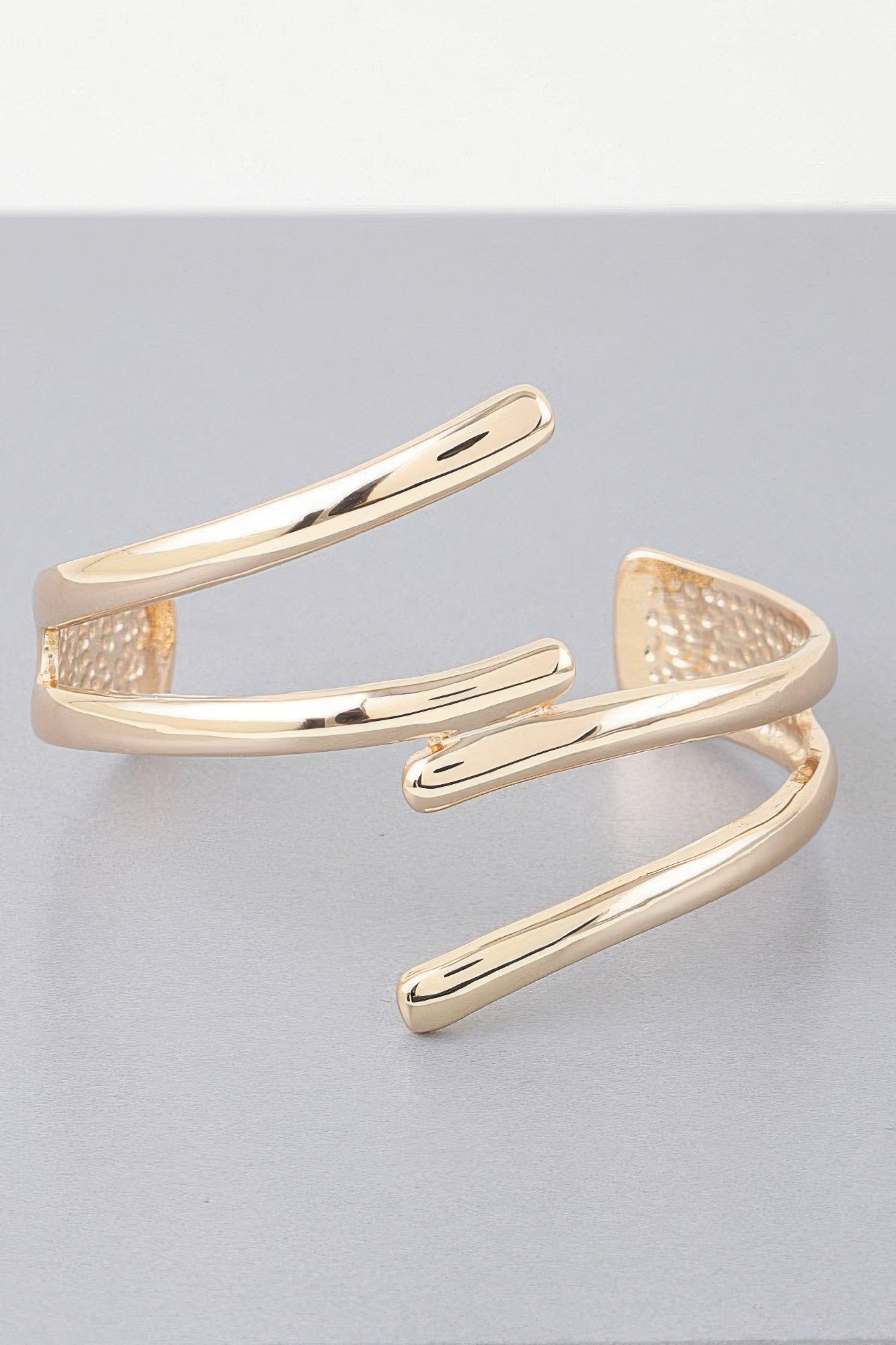 Gold Open Cuff Bracelet with Layered Curves Secondary image