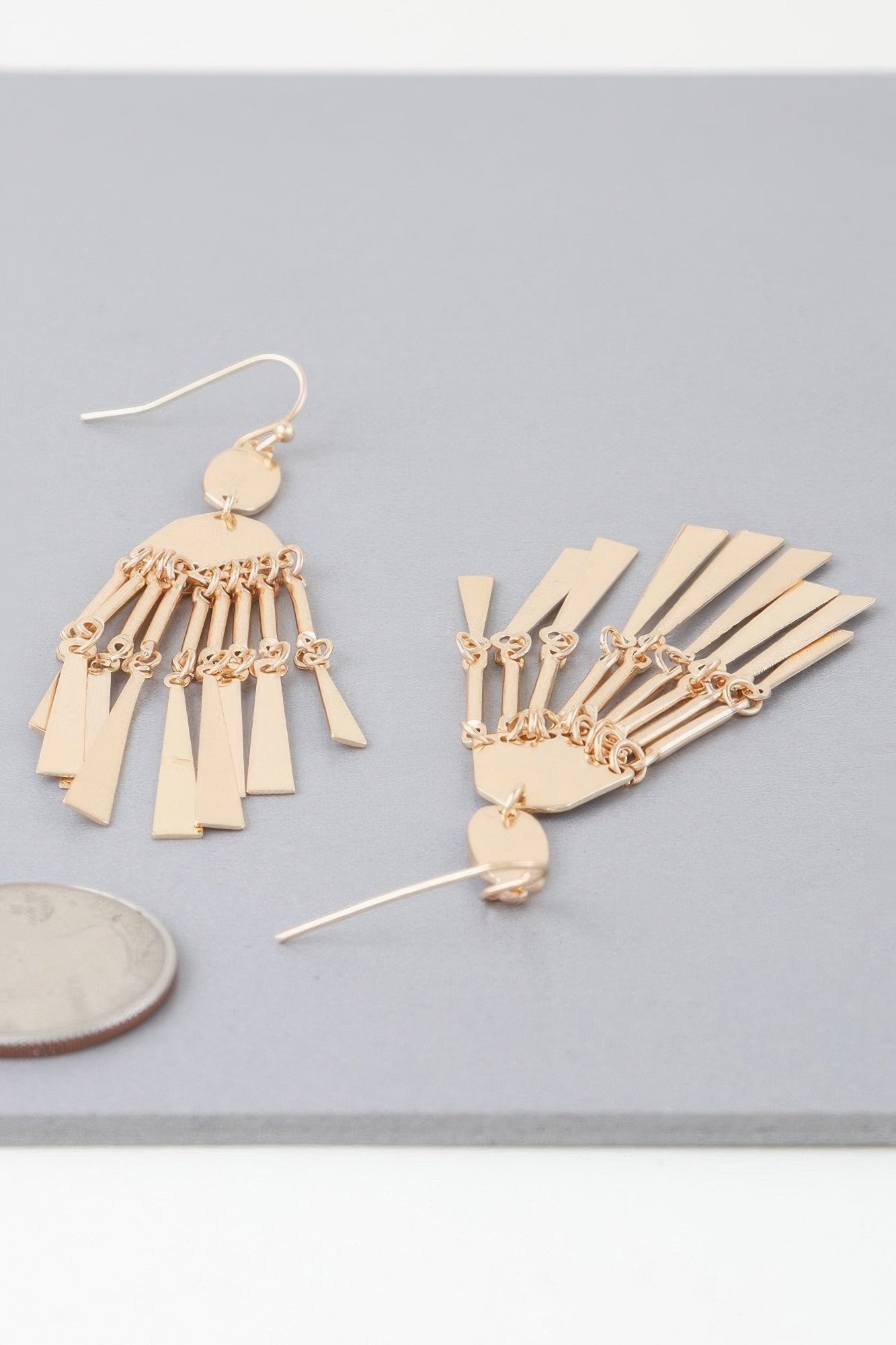 Reflective Metal Fringe Drop Earrings Secondary image