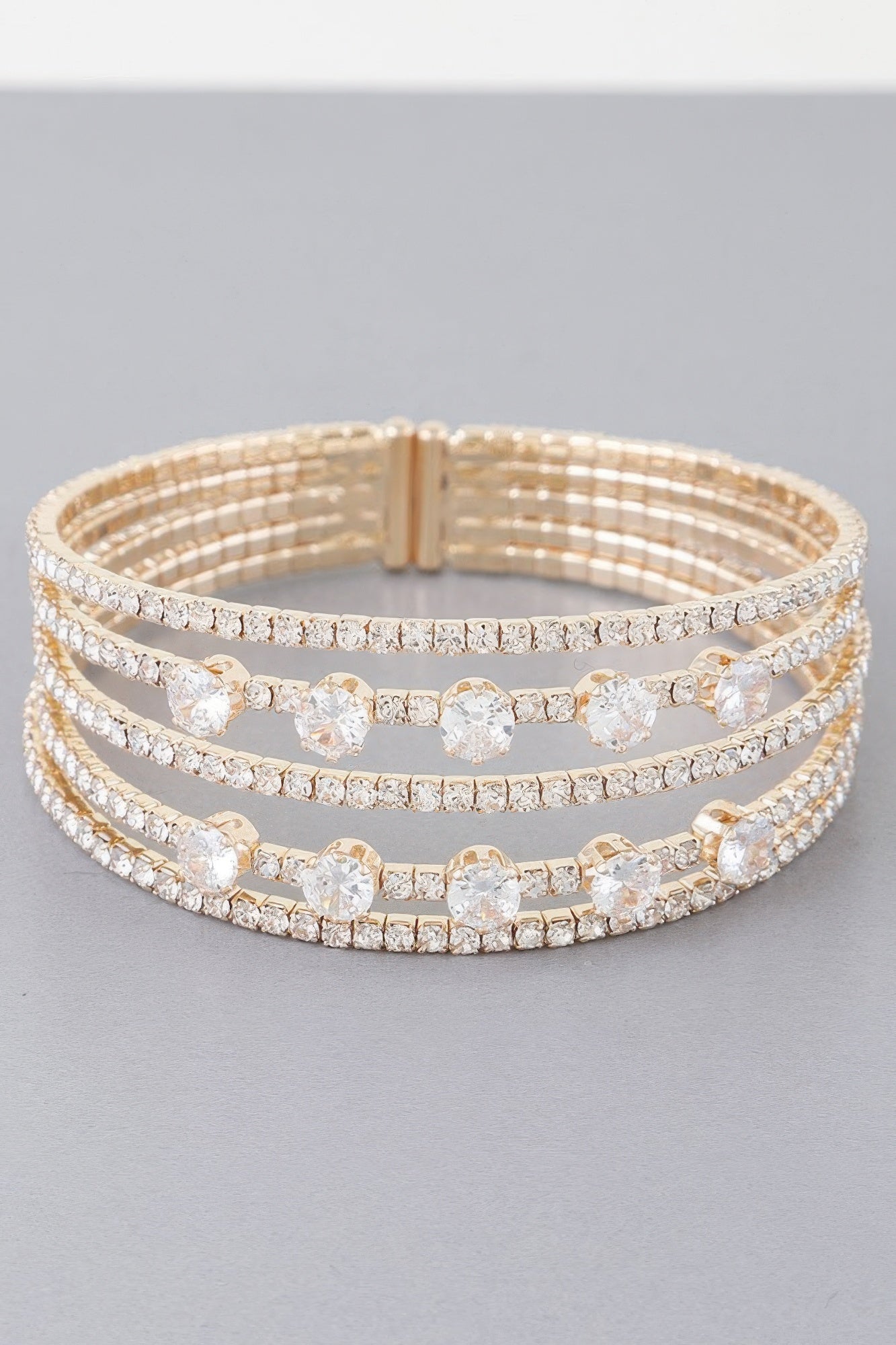 Multi-Row Jeweled Cuff Bracelet Secondary image