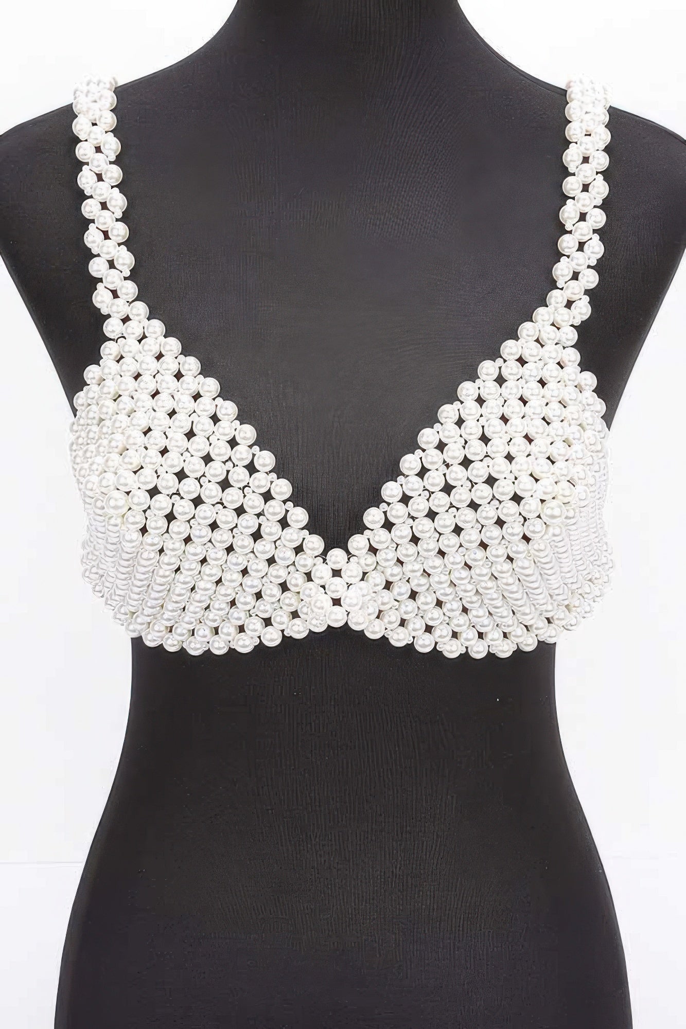 Cream Faux Pearl Embellished Bra Top Secondary image