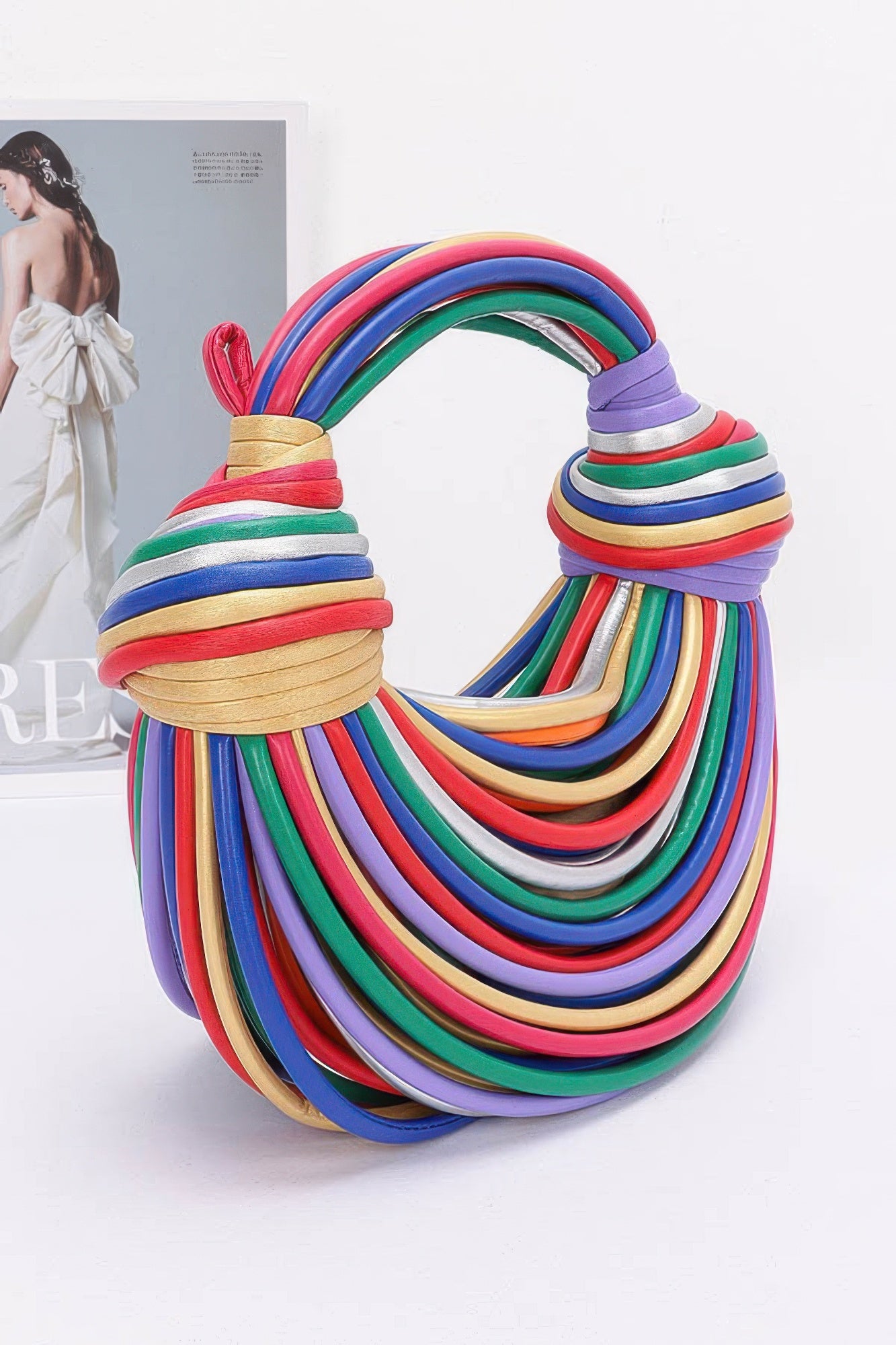 Multicolor Faux Leather Rope Hobo Bag Secondary image