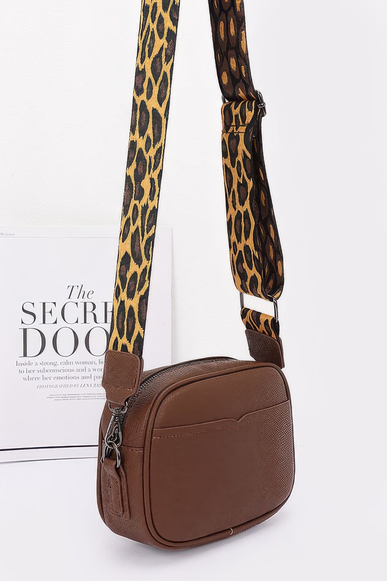 Faux Leather Camera Bag with Leopard Print Strap Secondary image