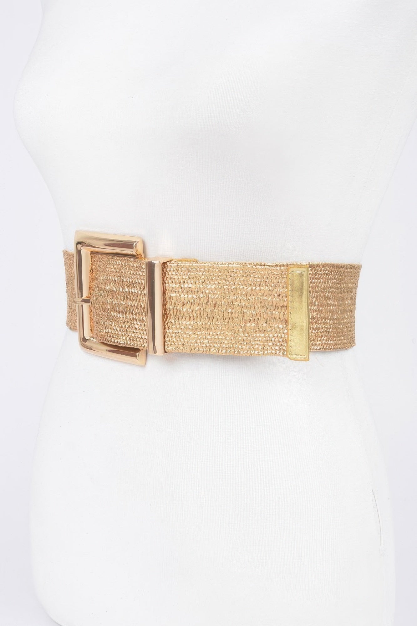 Textured Stretch Belt With Metallic Buckle Secondary image