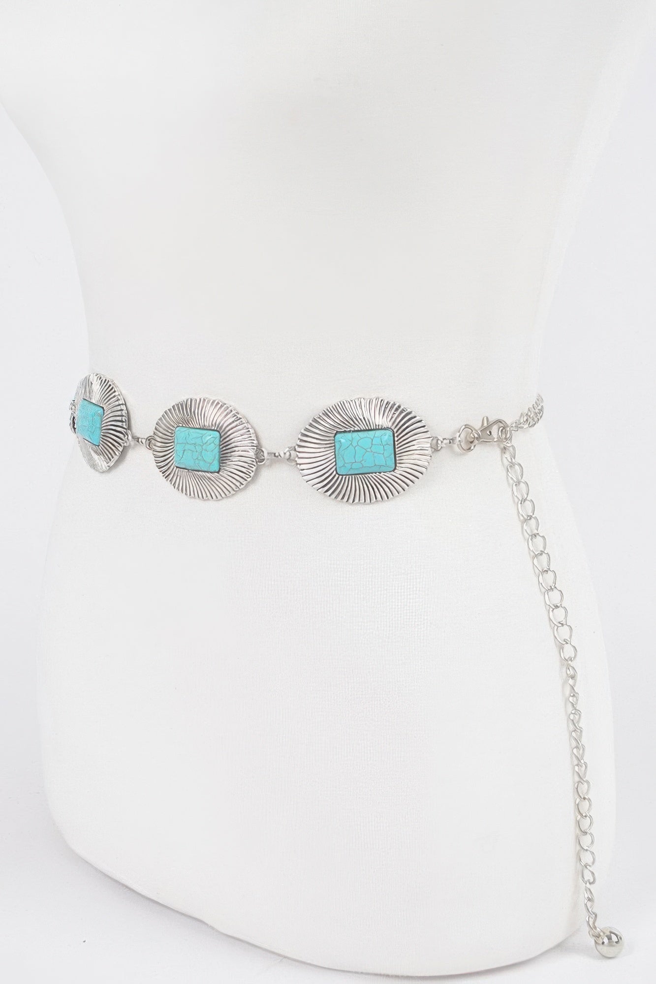 Western Concho Chain Belt in Antique Silver Secondary image