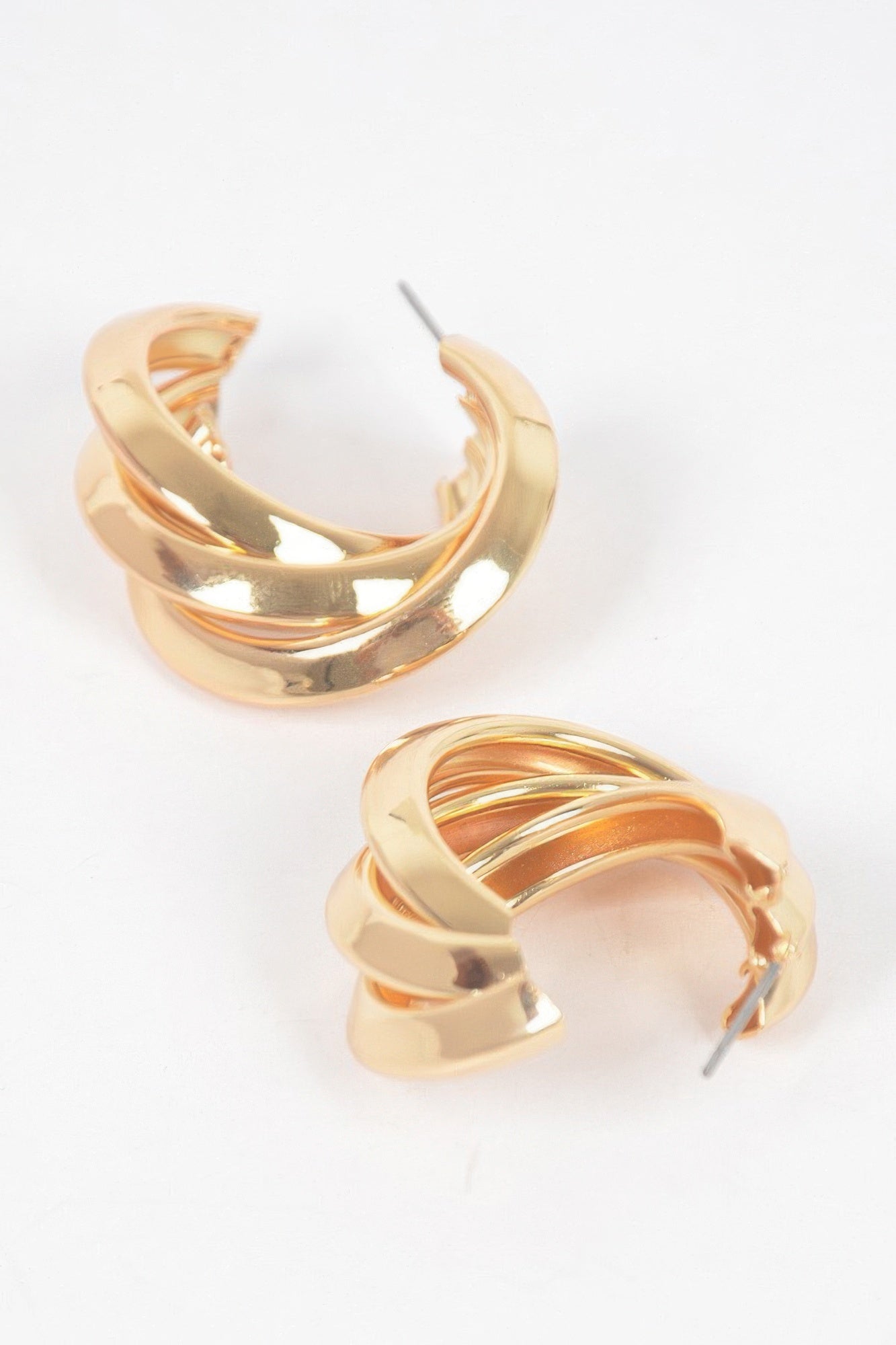 Layered Metal Hoop Earrings Secondary image