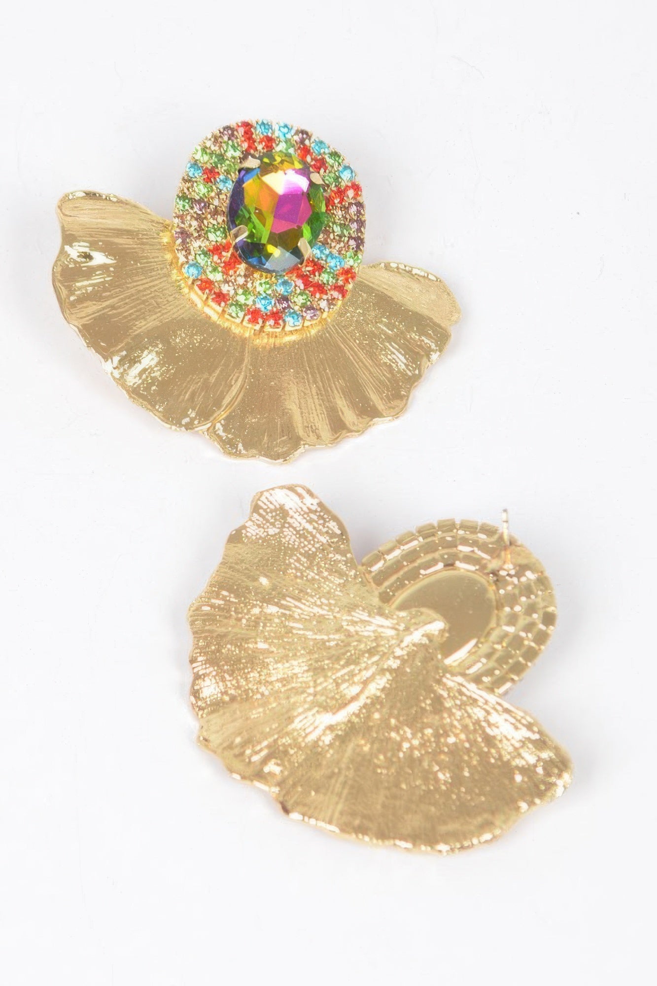 Multicolor Rhinestone Flower Earrings Secondary image