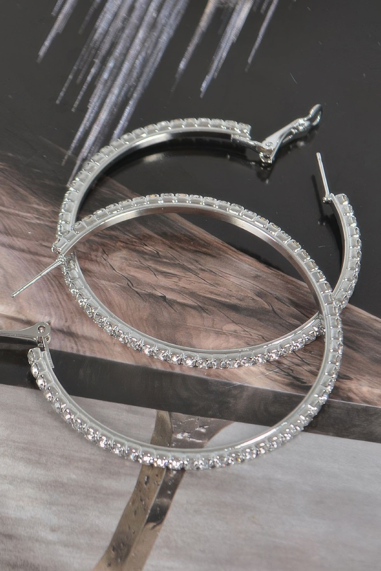 Rhinestone Double Hoop Earrings – 5cm Secondary image