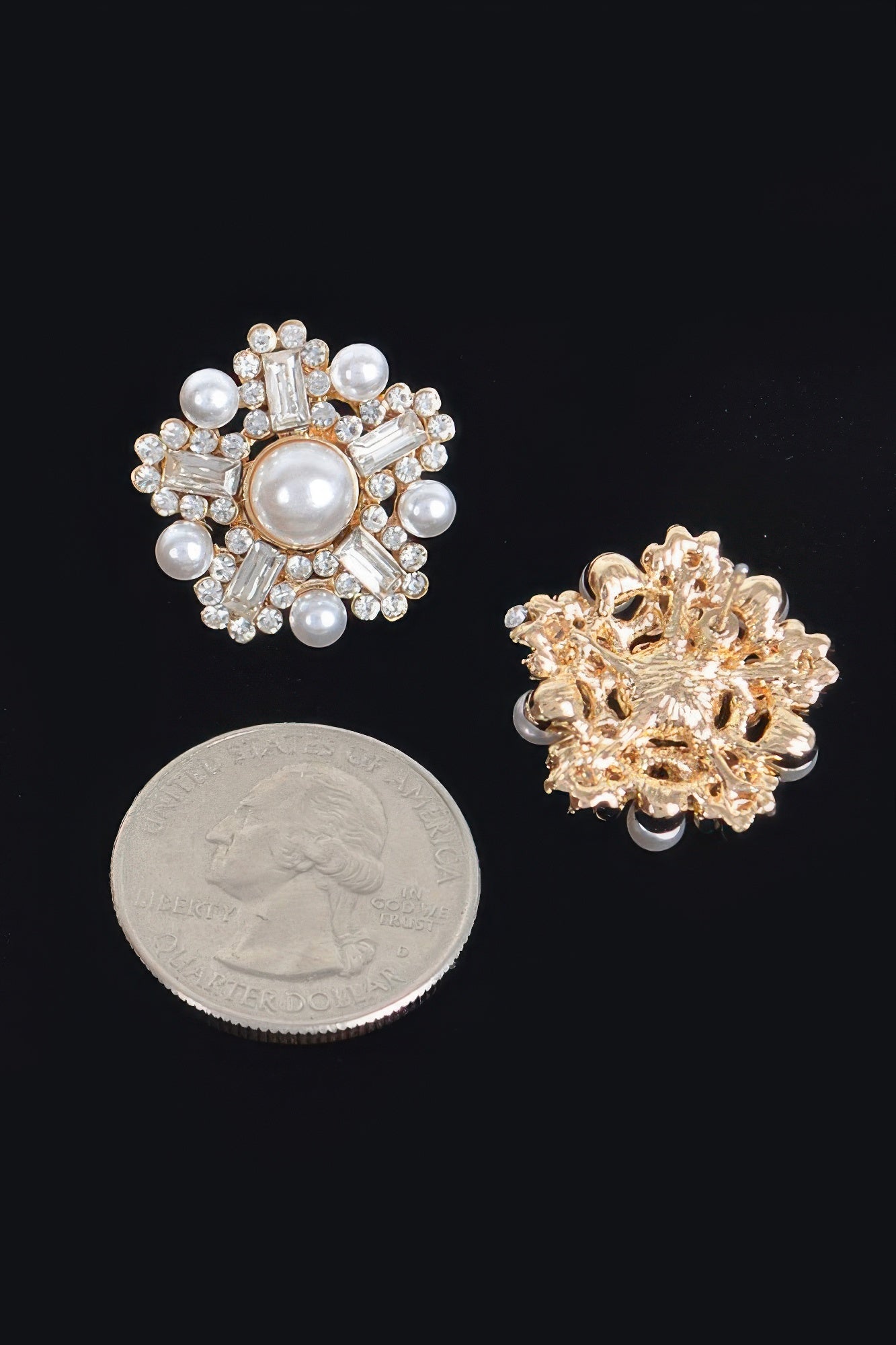 Gold Starburst Pearl Statement Earrings Secondary image