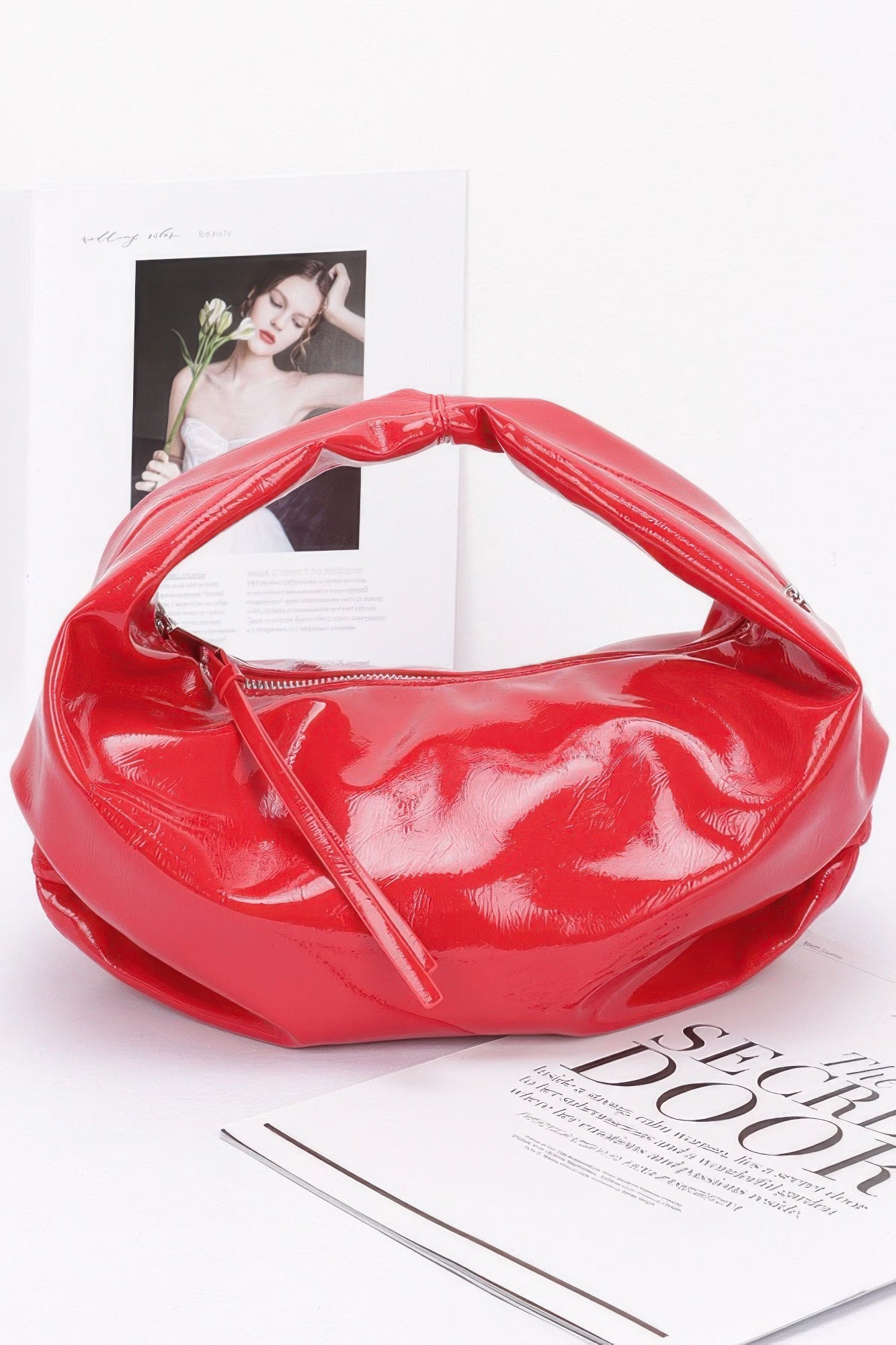 Glossy Patent Finish Slouchy Hobo Bag Secondary image