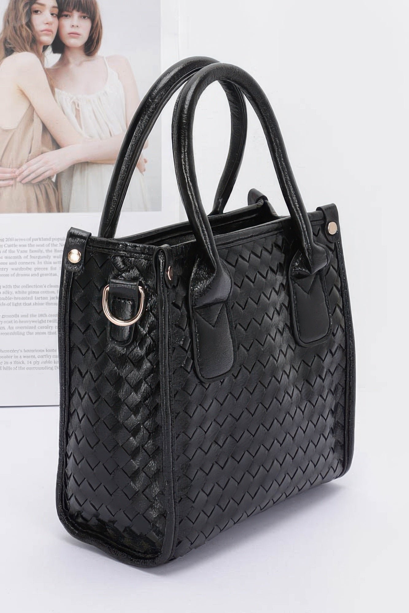 Metallic Woven Tote Bag With Shoulder Strap Secondary image