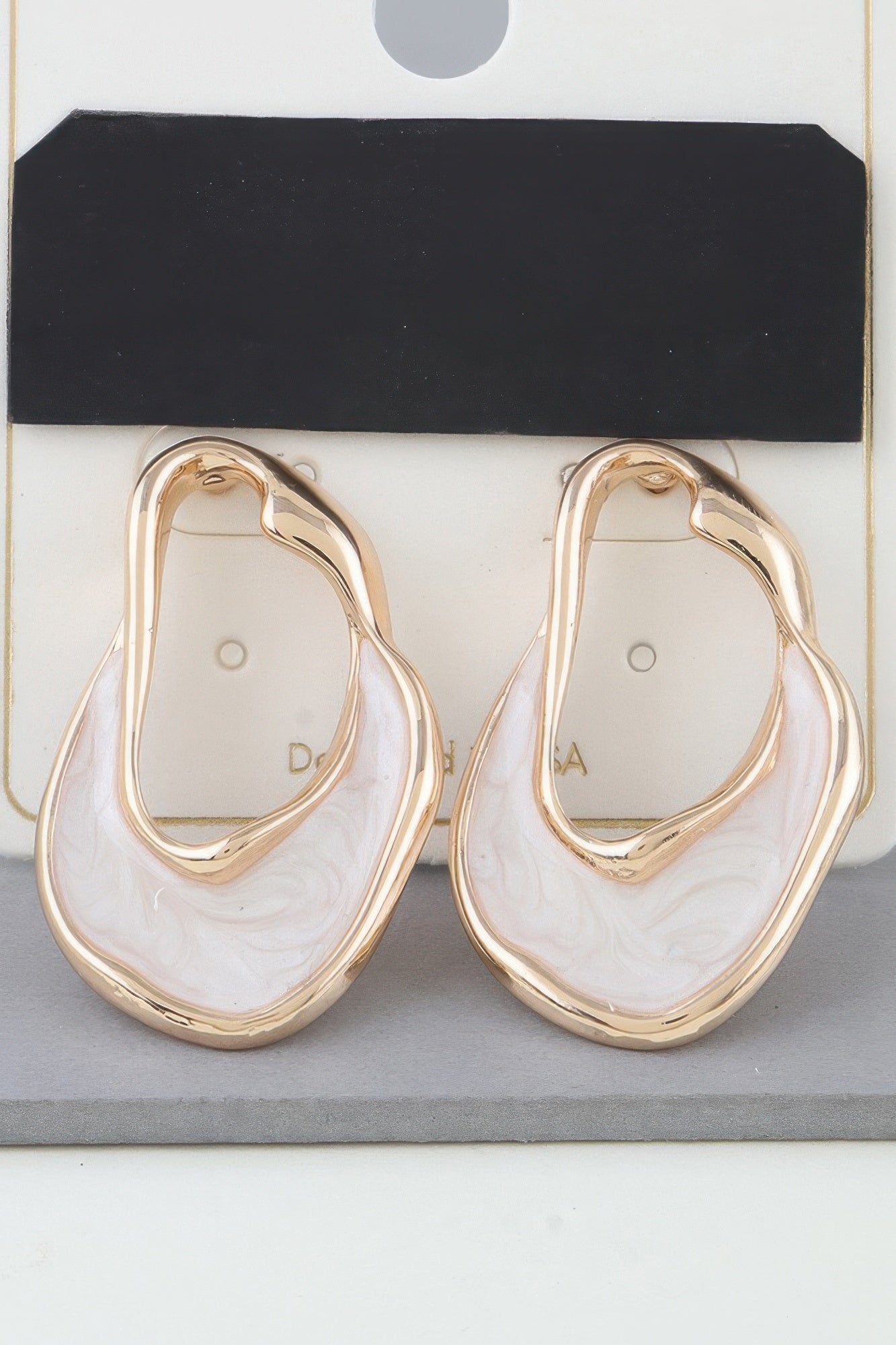 Gold-Tone Marble Ripple Drop Earrings Secondary image