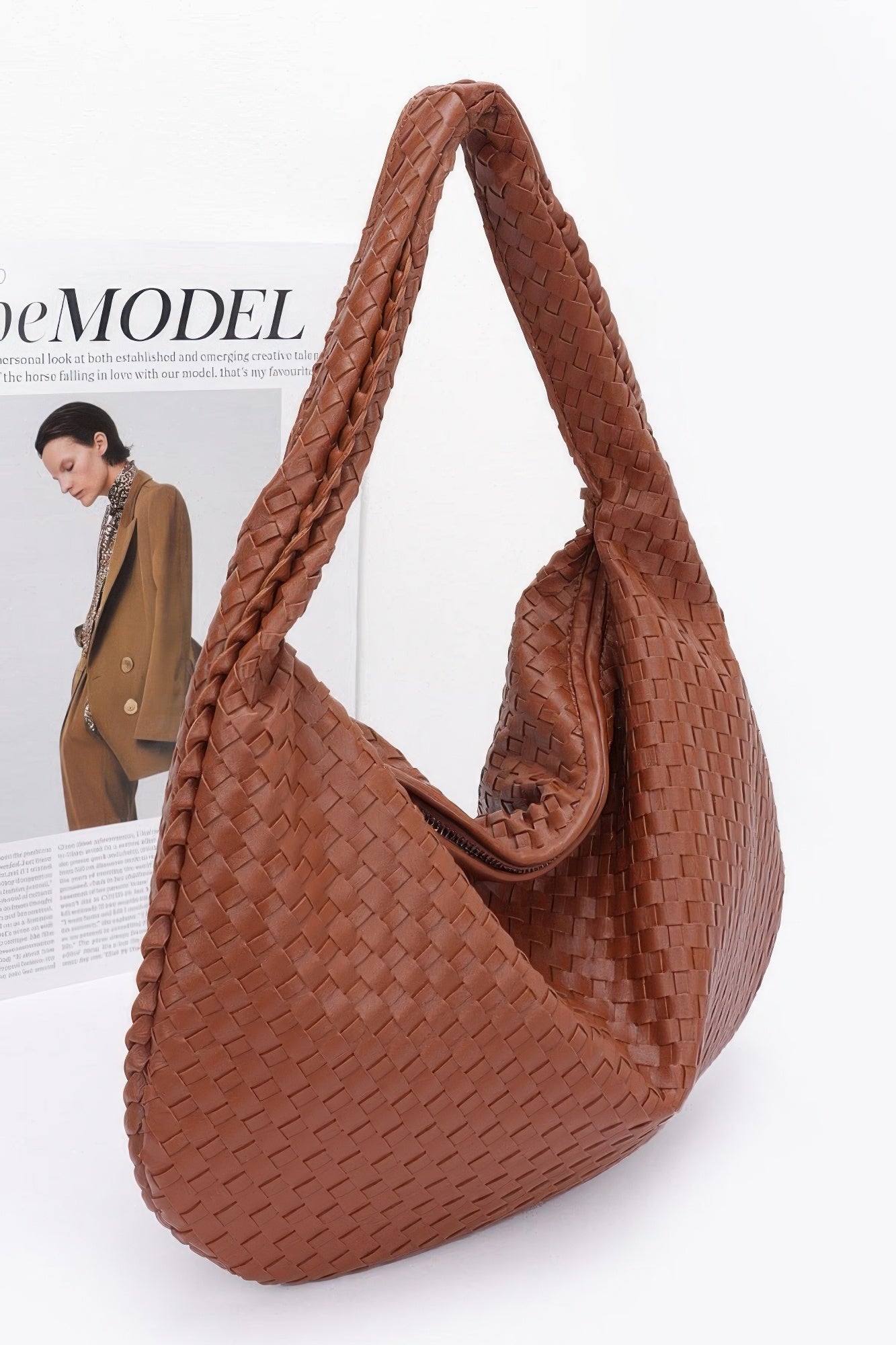 Woven Faux Leather Shoulder Bag Secondary image