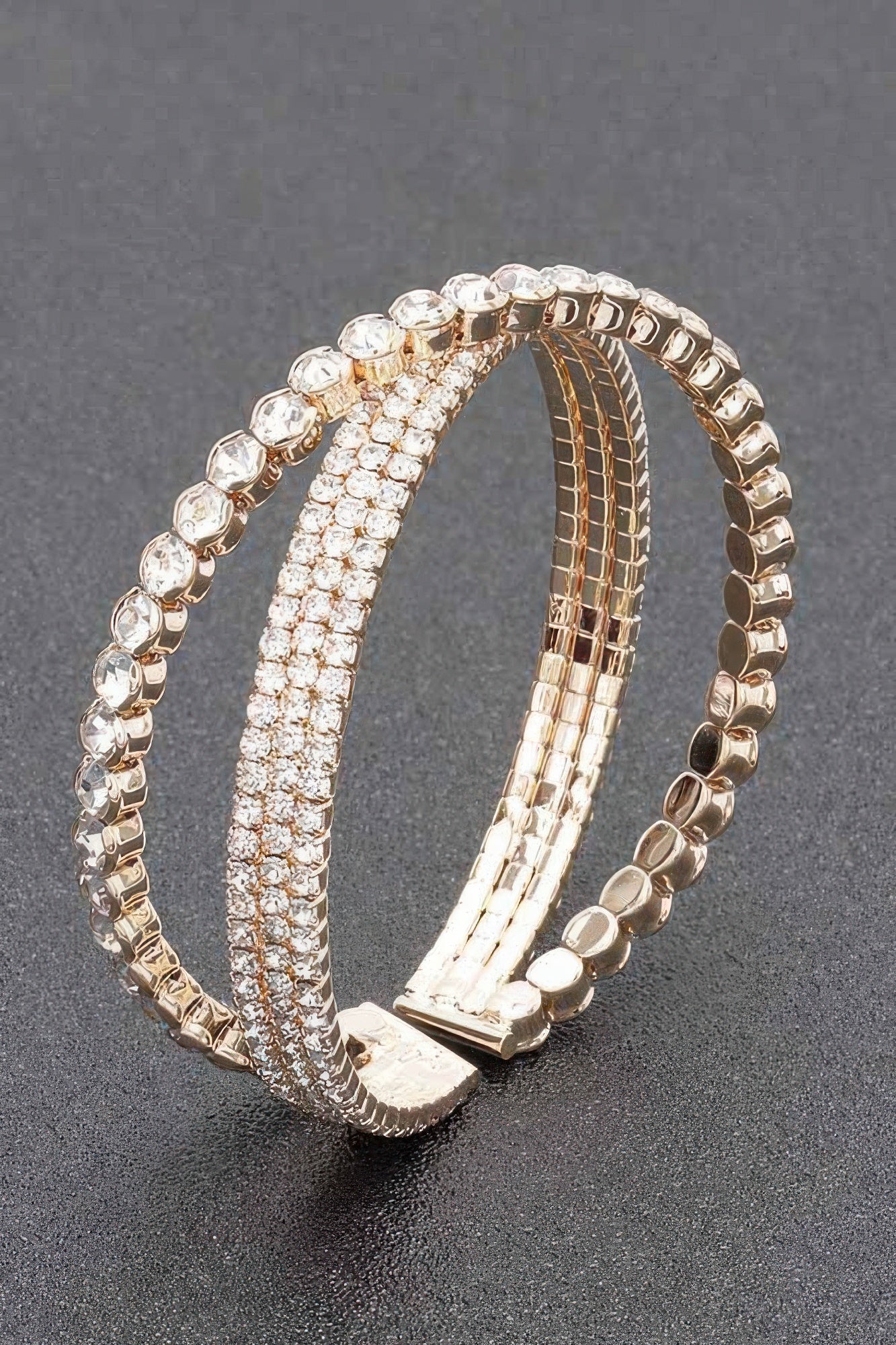 Rhinestone Textured Open Cuff Bracelet Secondary image