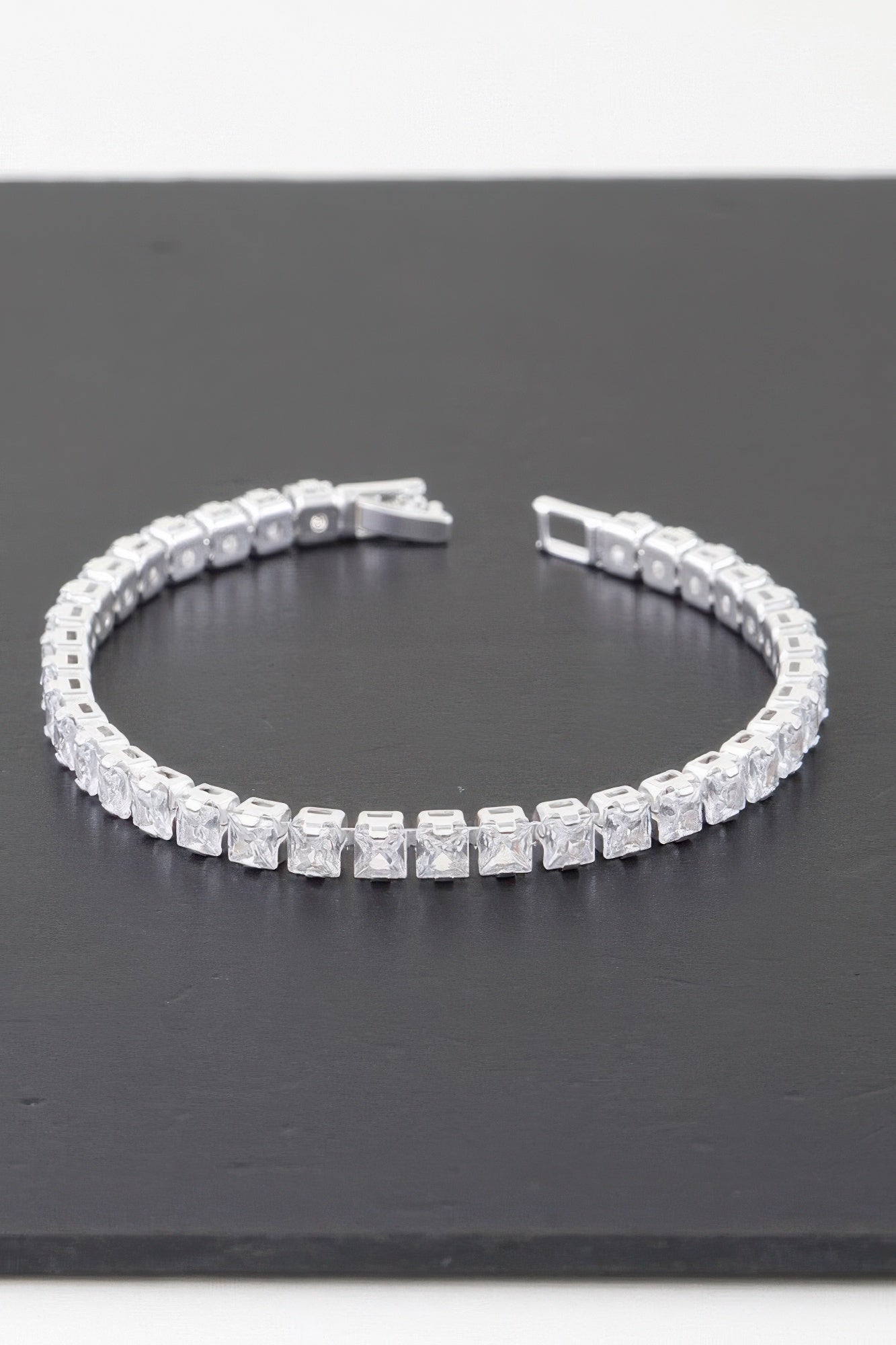 Clear Cubic Zirconia Square-Link Bracelet Secondary image